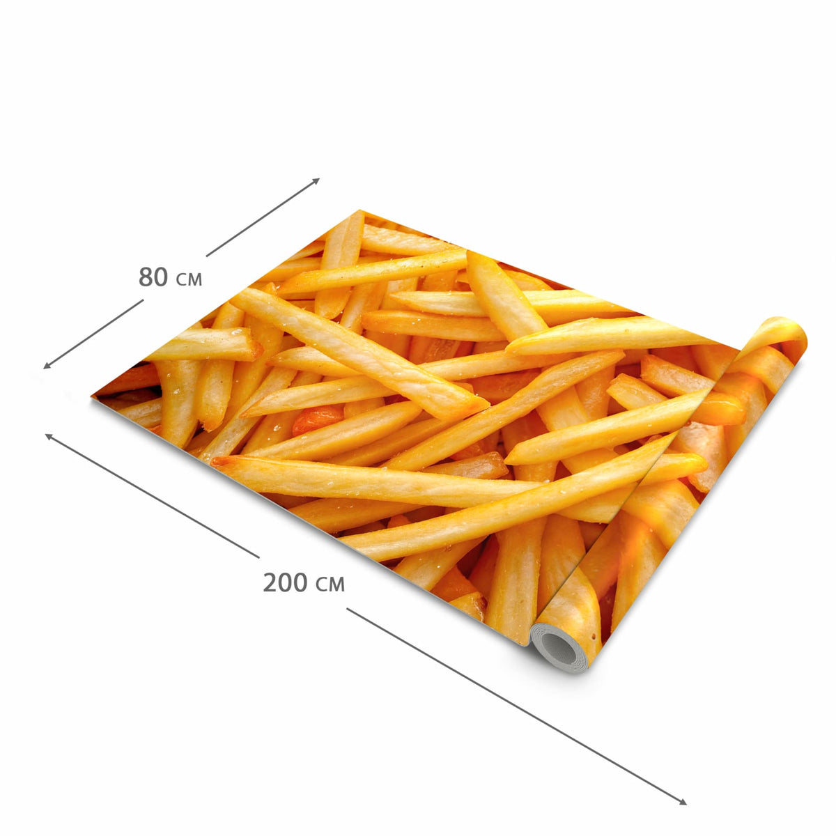 Langlebiger waschbarer Küchenläufer mit Motiv Pommes Frites in der Größe 80x250 cm