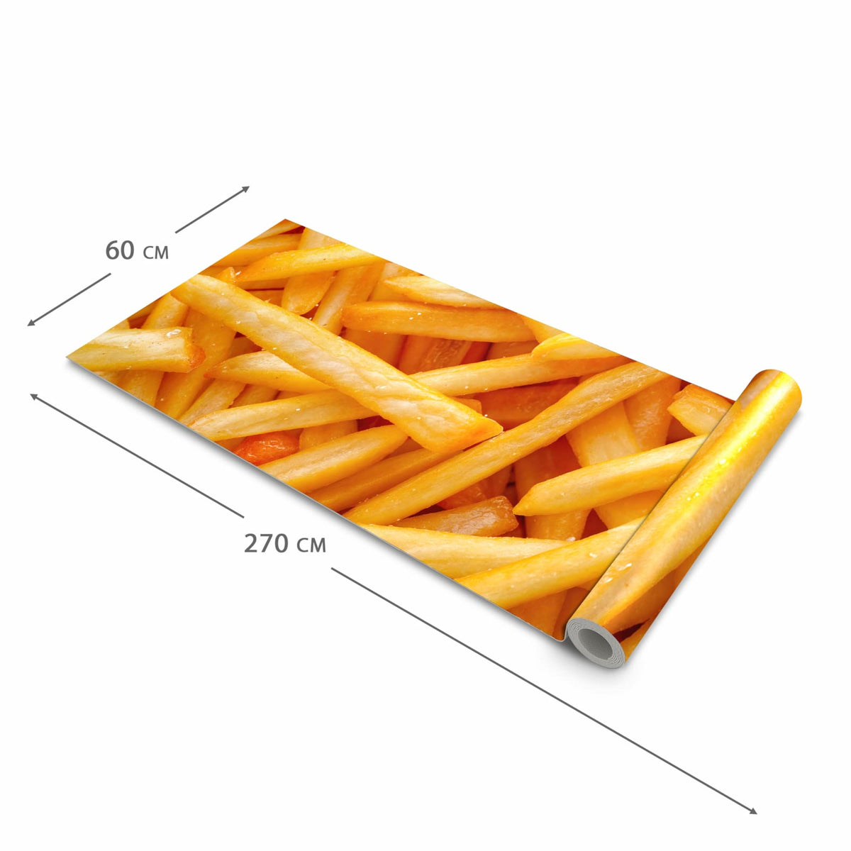 Fleckenresistenter Küchenläufer mit Motiv Pommes Frites in der Grösse 80x250 cm