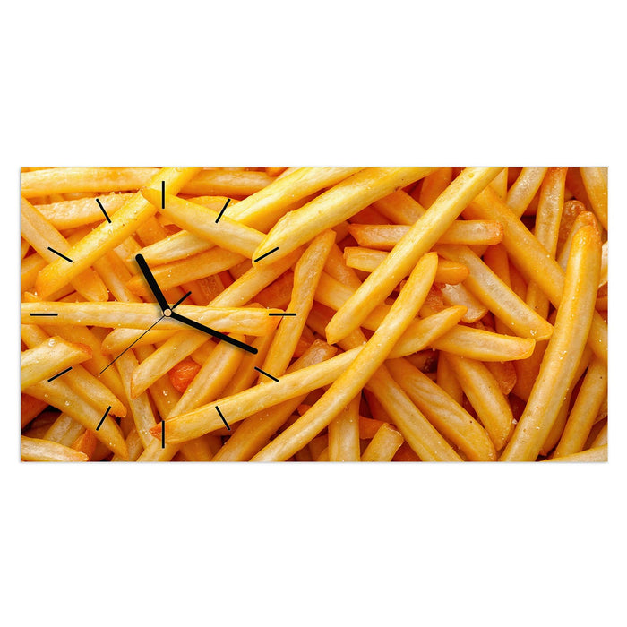 Wanduhr Pommes Frites aus Glas – Querformat 60 × 30 cm mit Ziffernblatt Linie