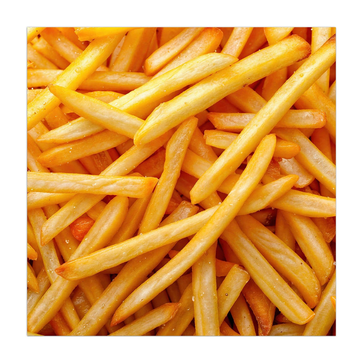 Küchenrückwand aus Glas Pommes Frites im quadratischen Format, Motiv bildfüllend von vorn