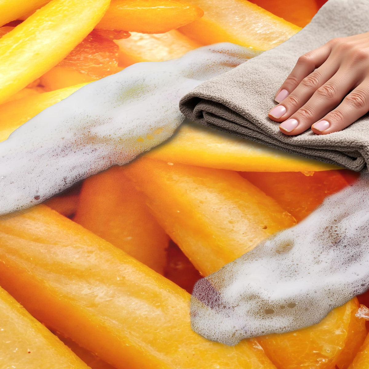 Pflegeleichter moderner Küchenläufer mit Motiv Pommes Frites, einfach zu reinigen