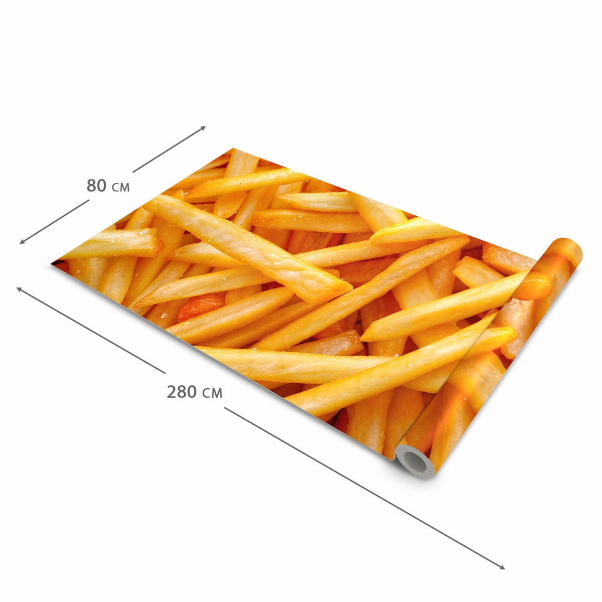 Pflegeleichter Läufer Eingangsbereich mit Motiv Pommes Frites in der Größe 80x250 cm
