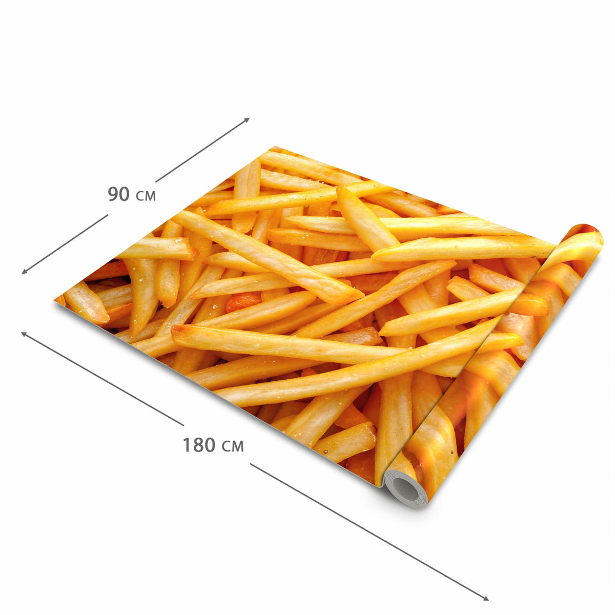 Rutschhemmender dünner Teppich mit Motiv Pommes Frites in der Grösse 80x250 cm