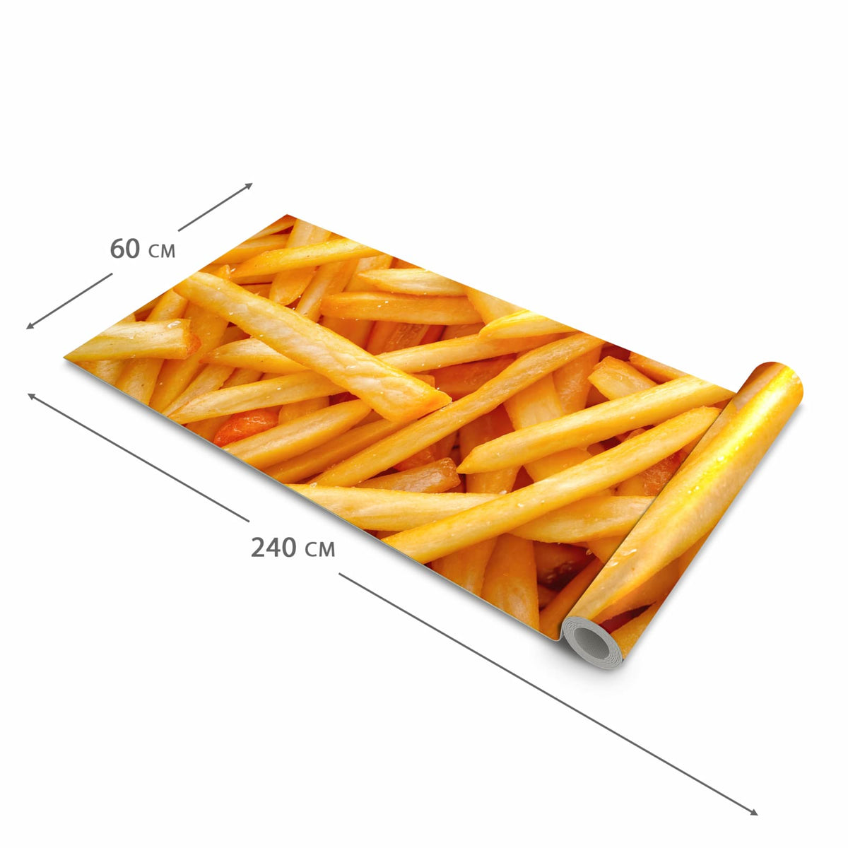 Wasserabweisender Küchenläufer mit Motiv Pommes Frites in der Grösse 80x250 cm