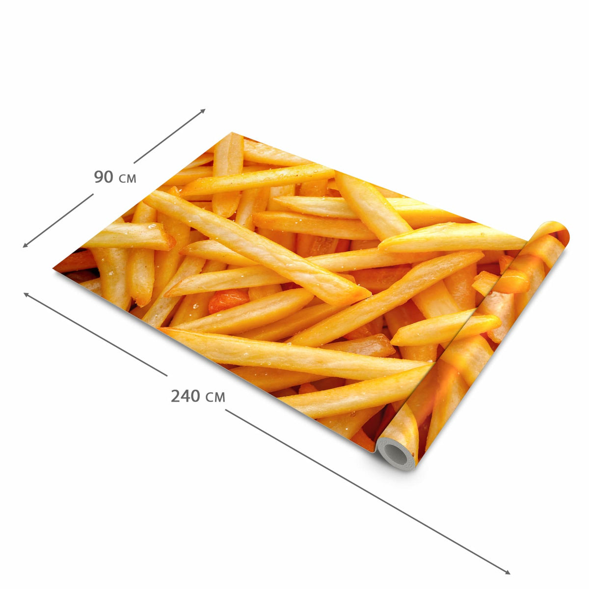 Rutschfester dünner Teppich mit Motiv Pommes Frites in der Grösse 80x250 cm, einfach zu reinigen