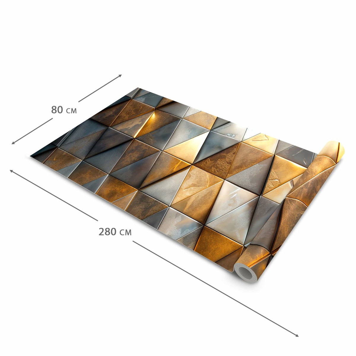 Formstabiler Küchenteppich mit Motiv Dreiecksmuster Wand in der Grösse 80x250 cm