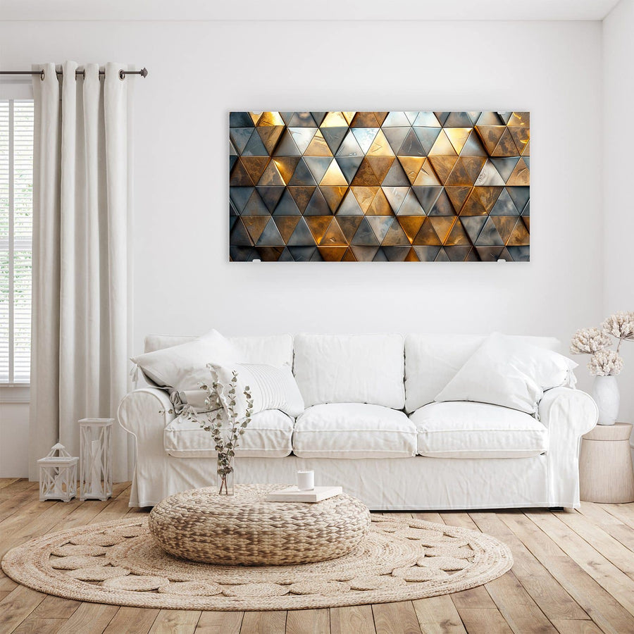 Maße Wandbild - Metalldreiecke in Gold - Querformat