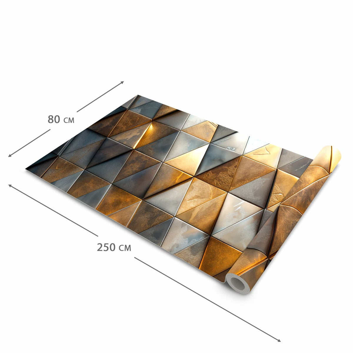 Farbbeständiger Küchenteppich mit Motiv Dreiecksmuster Wand in der Grösse 80x250 cm