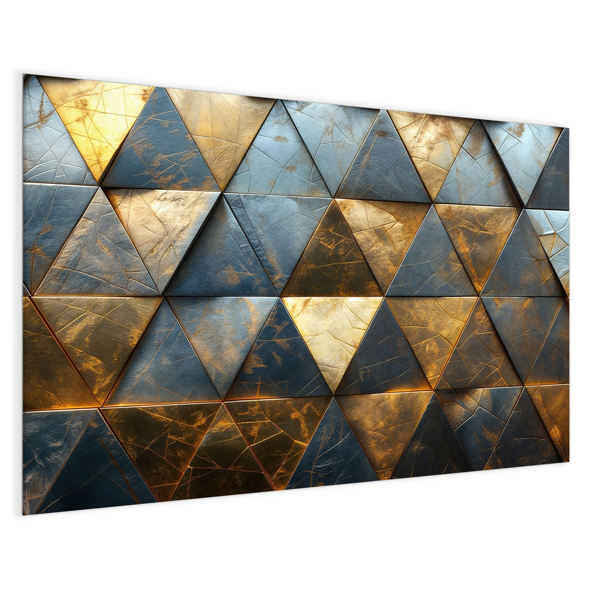 4 mm Glas statt lackiertem Blech – Magnettafel - Blaugoldene Dreiecke