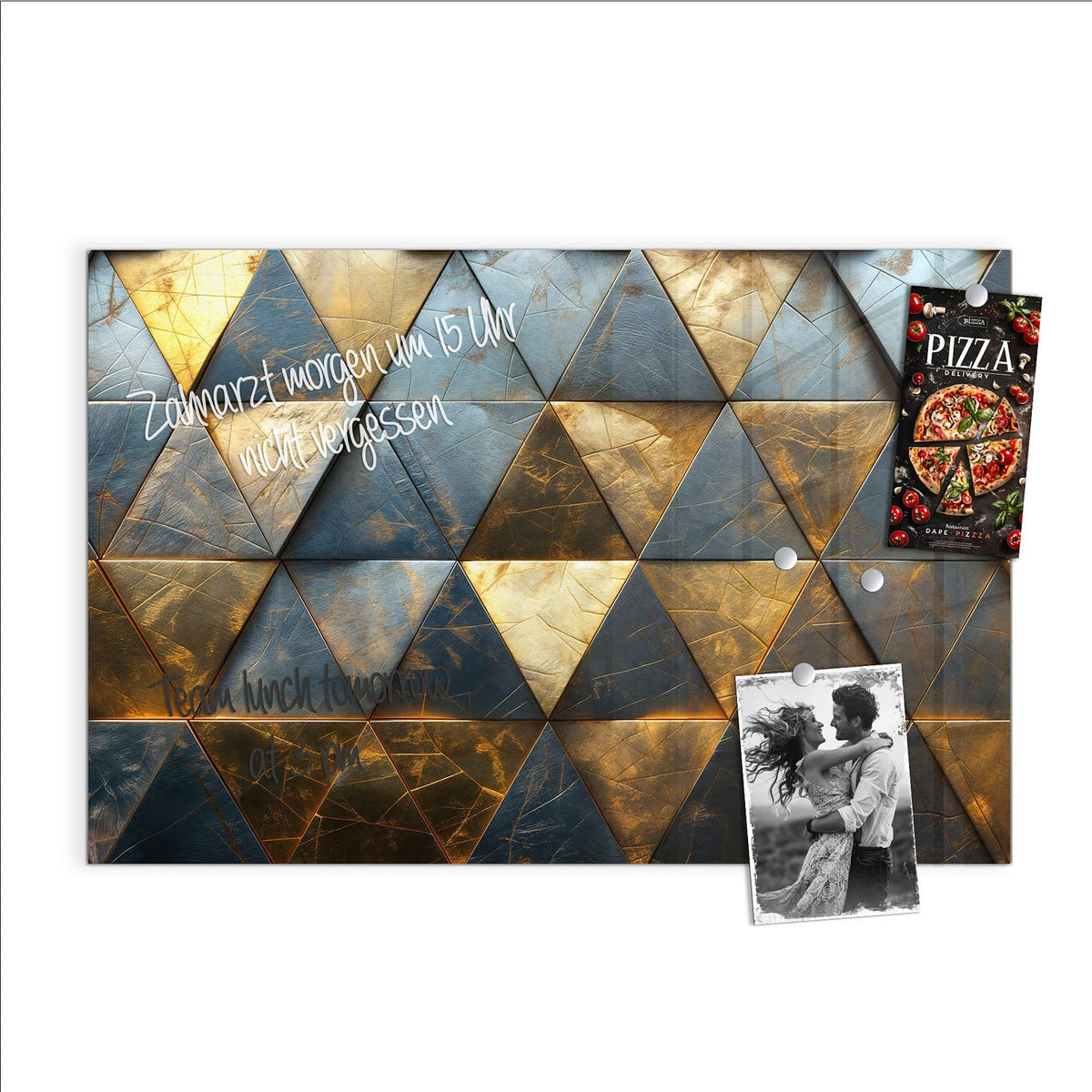 Beschreiben, abwischen, anheften – Magnettafel - Blaugoldene Dreiecke
