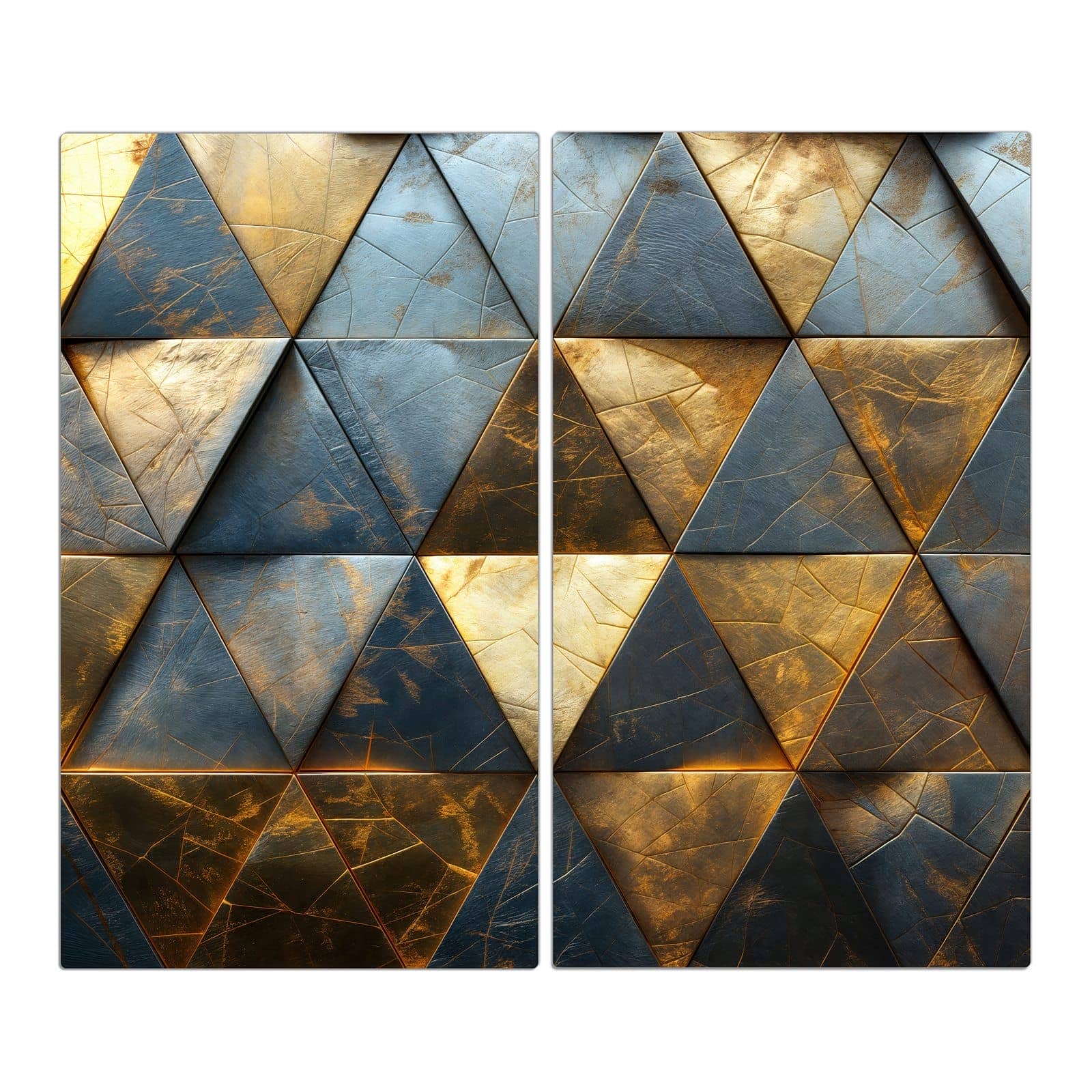 2-teilige Herdabdeckplatten für Ceranfeld mit Geometrische Wandkunst-Motiv in der Frontansicht #grösse_2-Teilig (60x52cm)