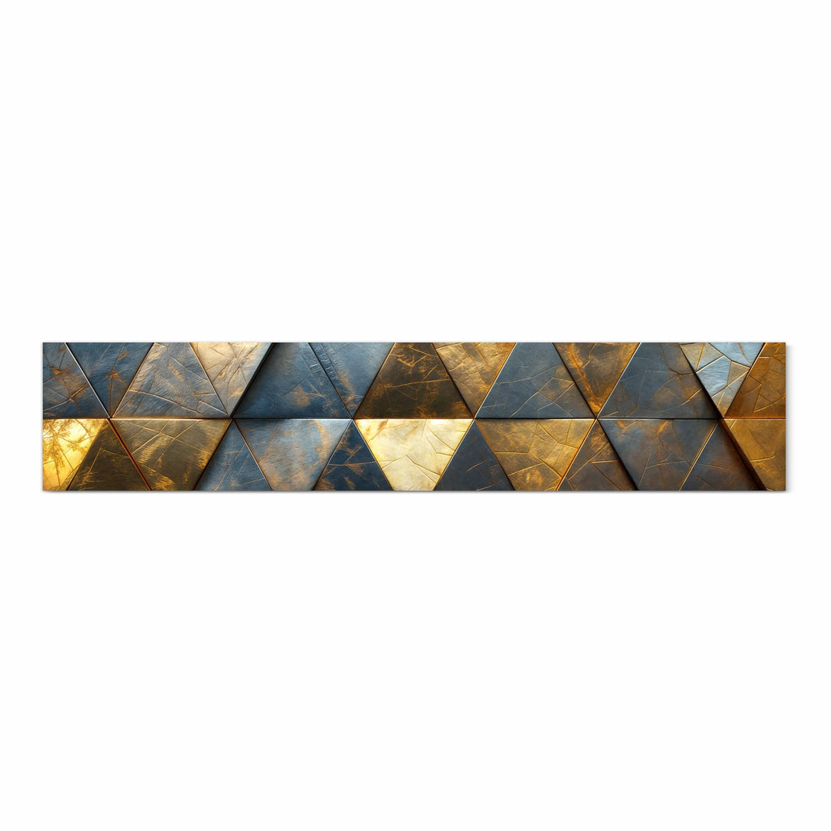 Pflegeleichter langer Teppich mit Motiv Geometrische Wandkunst in Frontansicht für den Flur