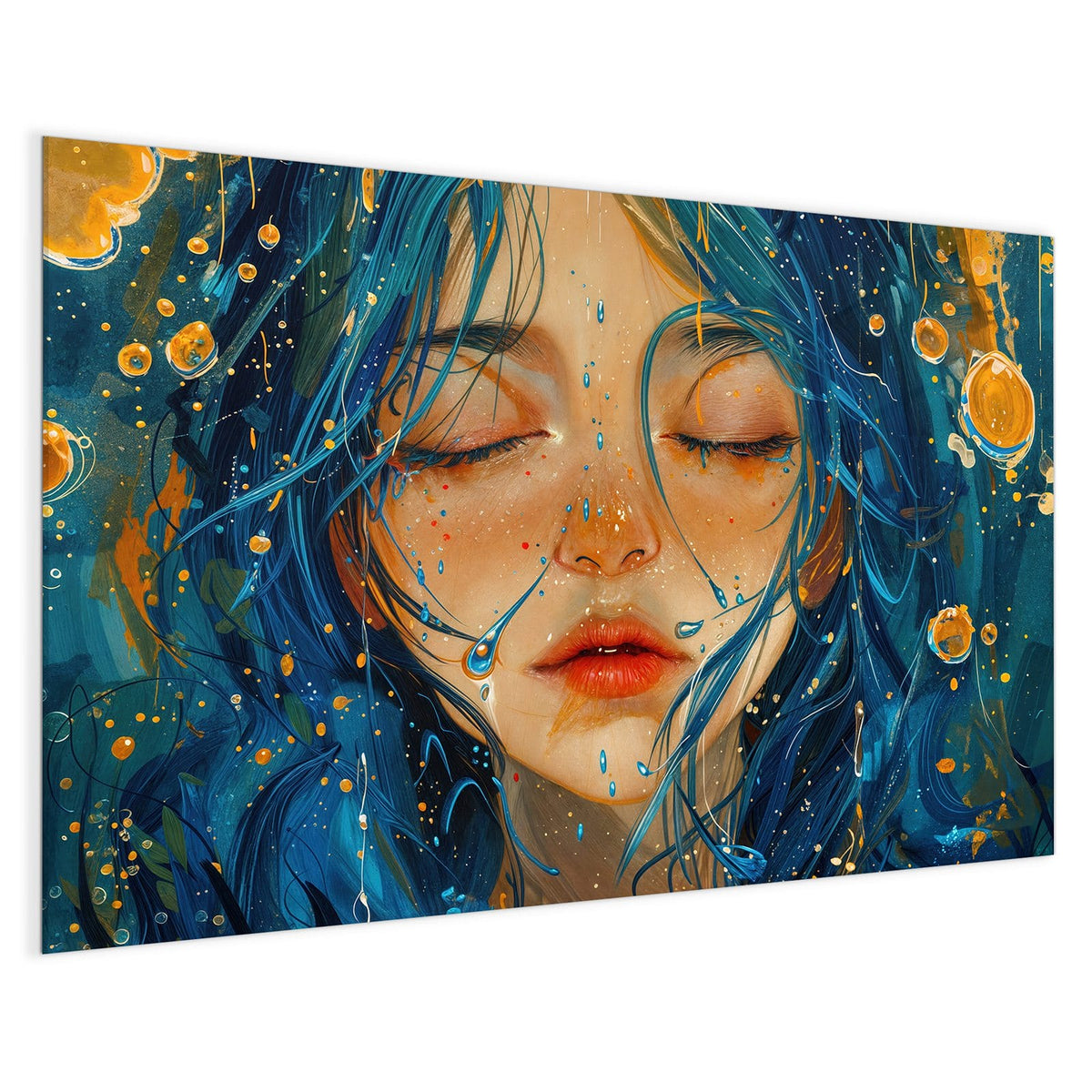 4 mm Glas statt lackiertem Blech – Magnettafel - Gesicht mit blauem Haar