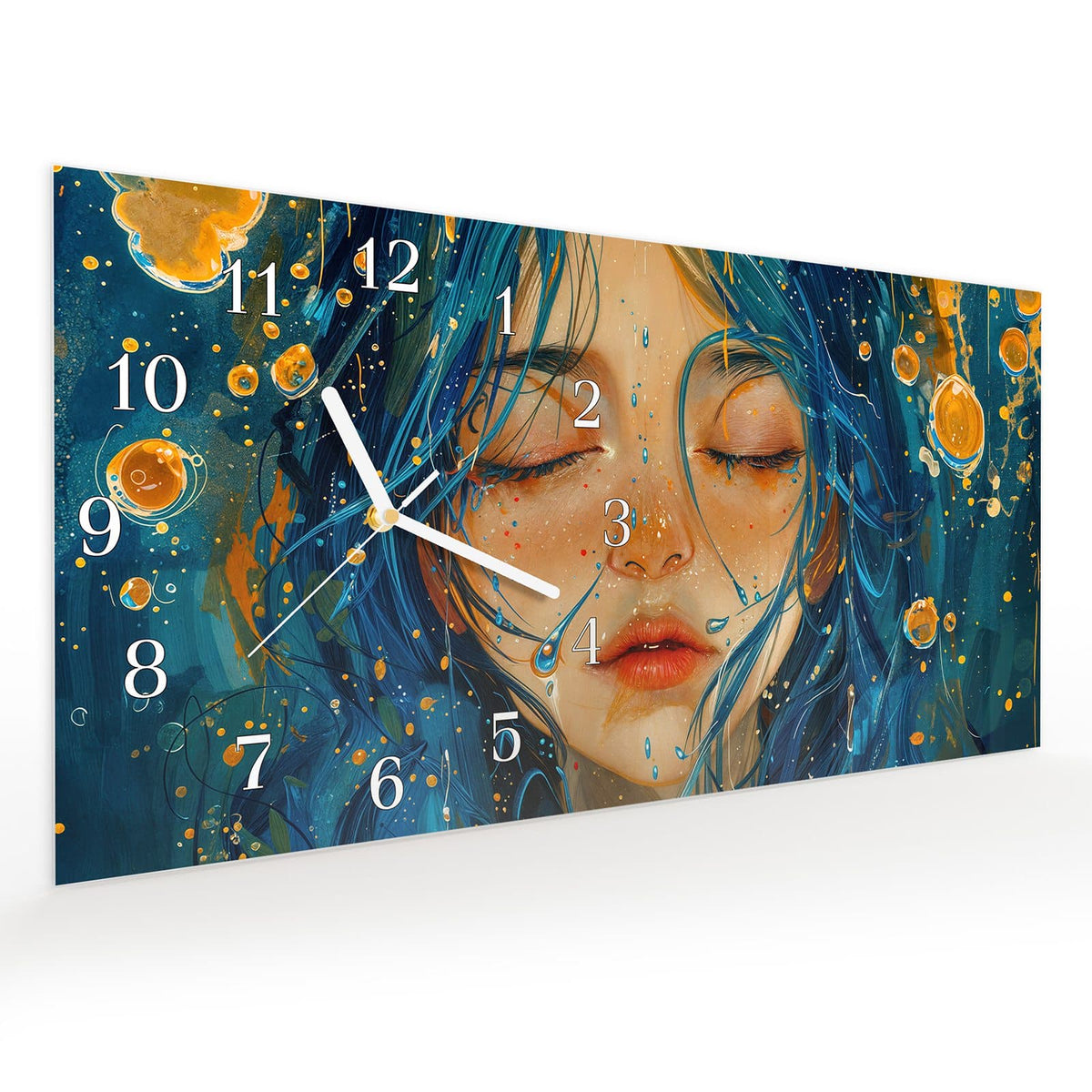 Vormontiert – mit Schwebeeffekt – Wanduhr Traumhafte Illusion aus Glas – Querformat 60 × 30 cm