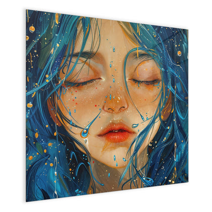 Magnettafel mit dem Motiv Gesicht mit blauem Haar