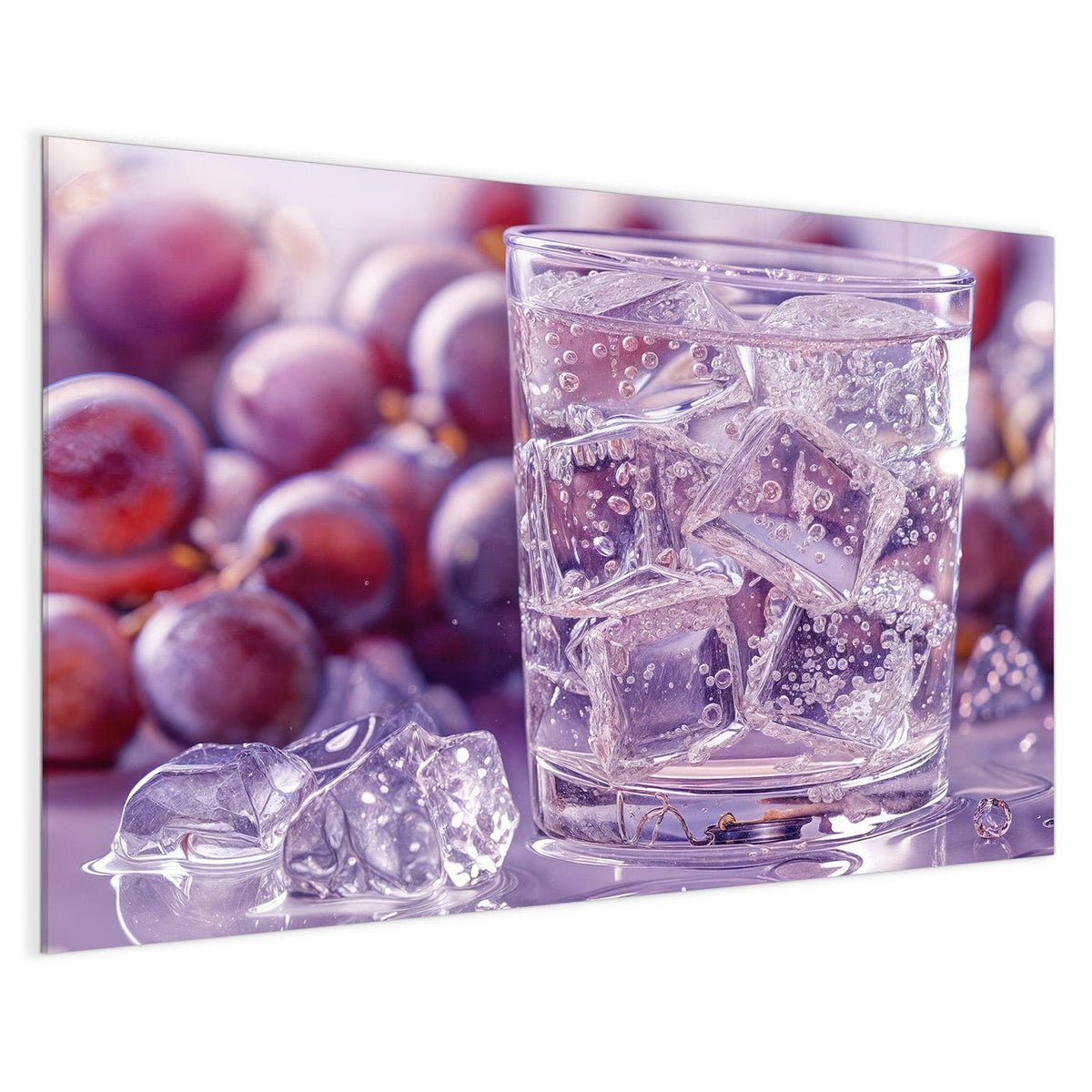 4 mm Glas statt lackiertem Blech – Magnettafel - Sprudel mit Trauben