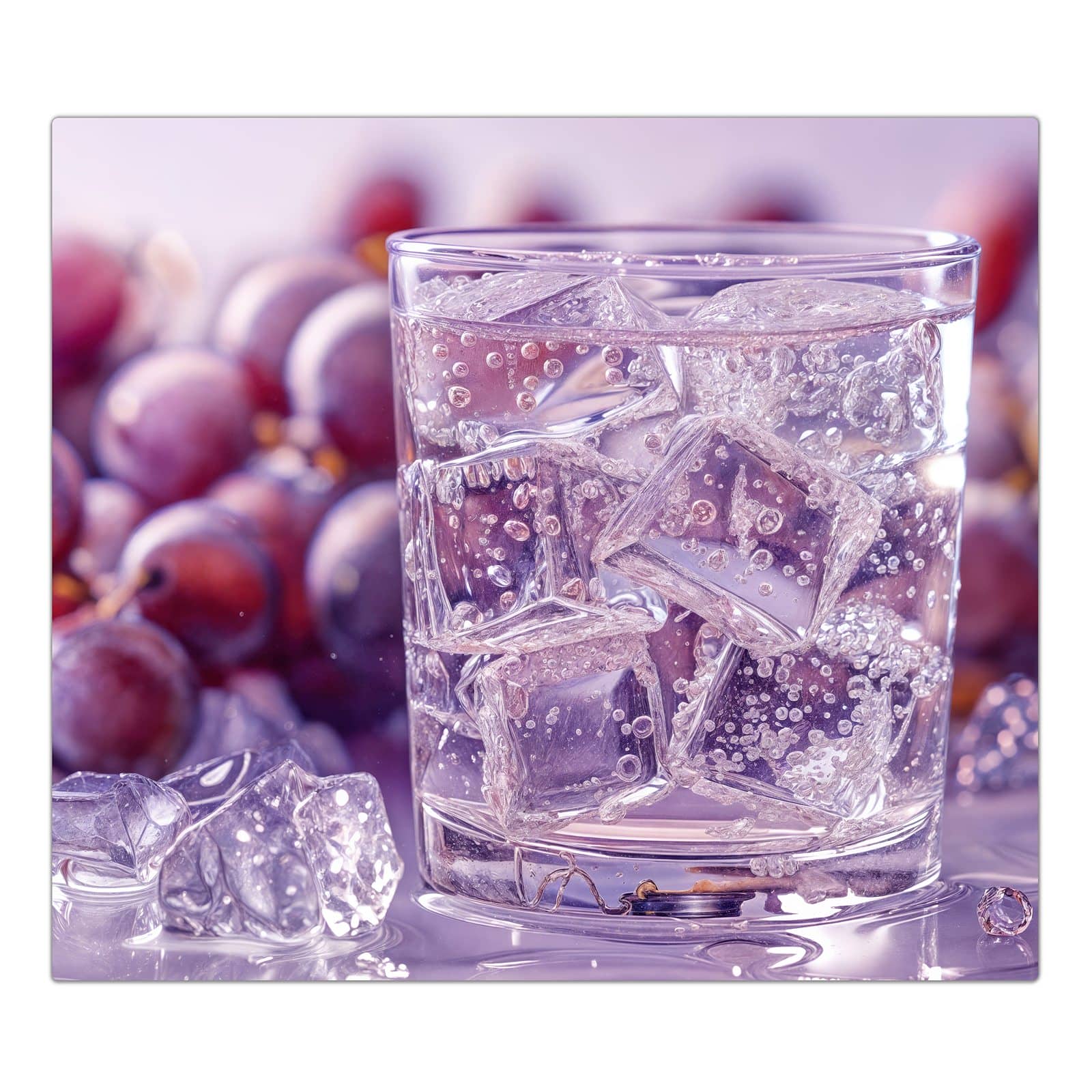 1-teilige Glasabdeckplatte für Ceranfeld mit Traubeneisgetränk-Motiv in der Frontansicht #grösse_1-Teilig (60x52cm)