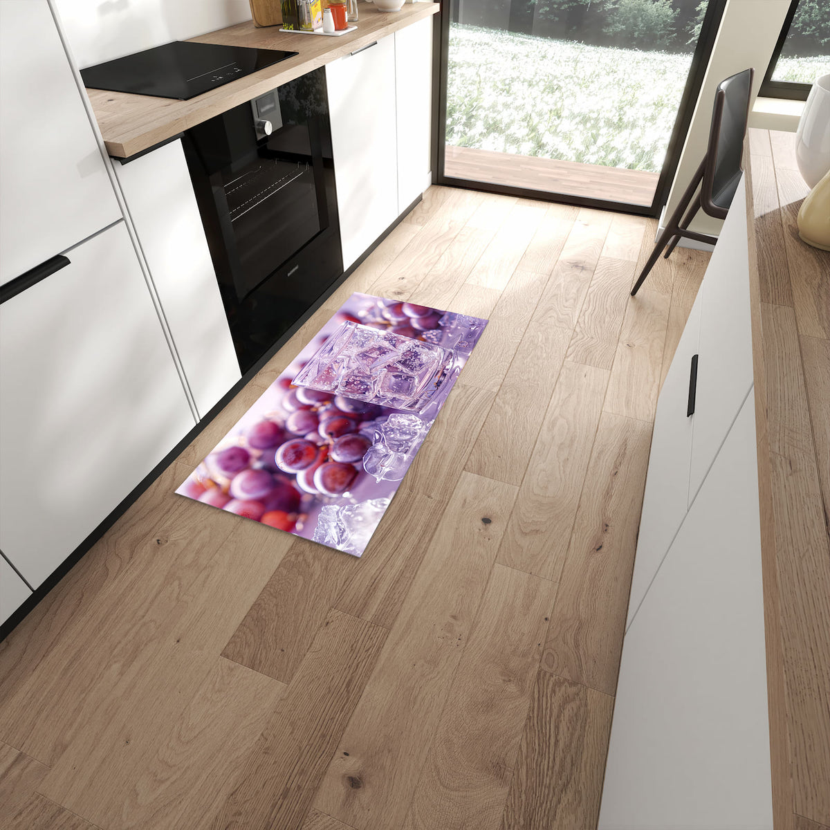 Komfortabler Küchenteppich mit Motiv Traubeneisgetränk in moderner Küche #grösse_60 x 120 cm