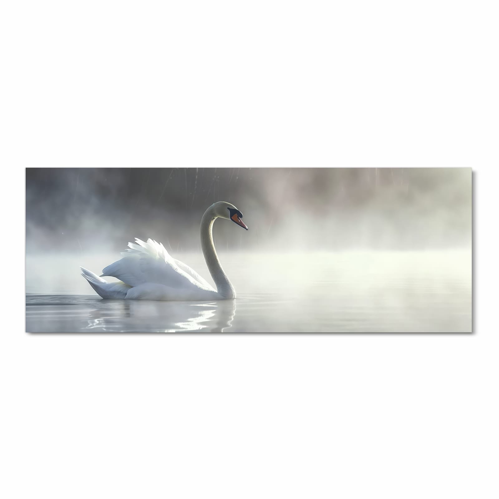 UV-beständiger Küchenteppich mit Motiv Schwimmender Schwan in Frontansicht