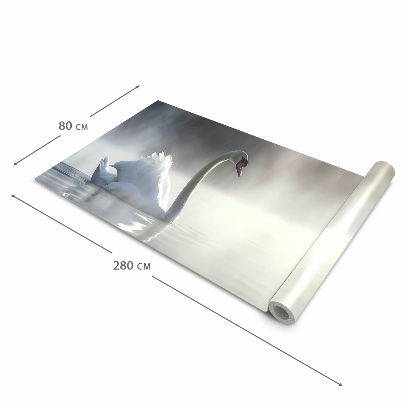 Strapazierfähiger Küchenläufer mit Motiv Schwimmender Schwan in der Grösse 60x300 cm, waschbar