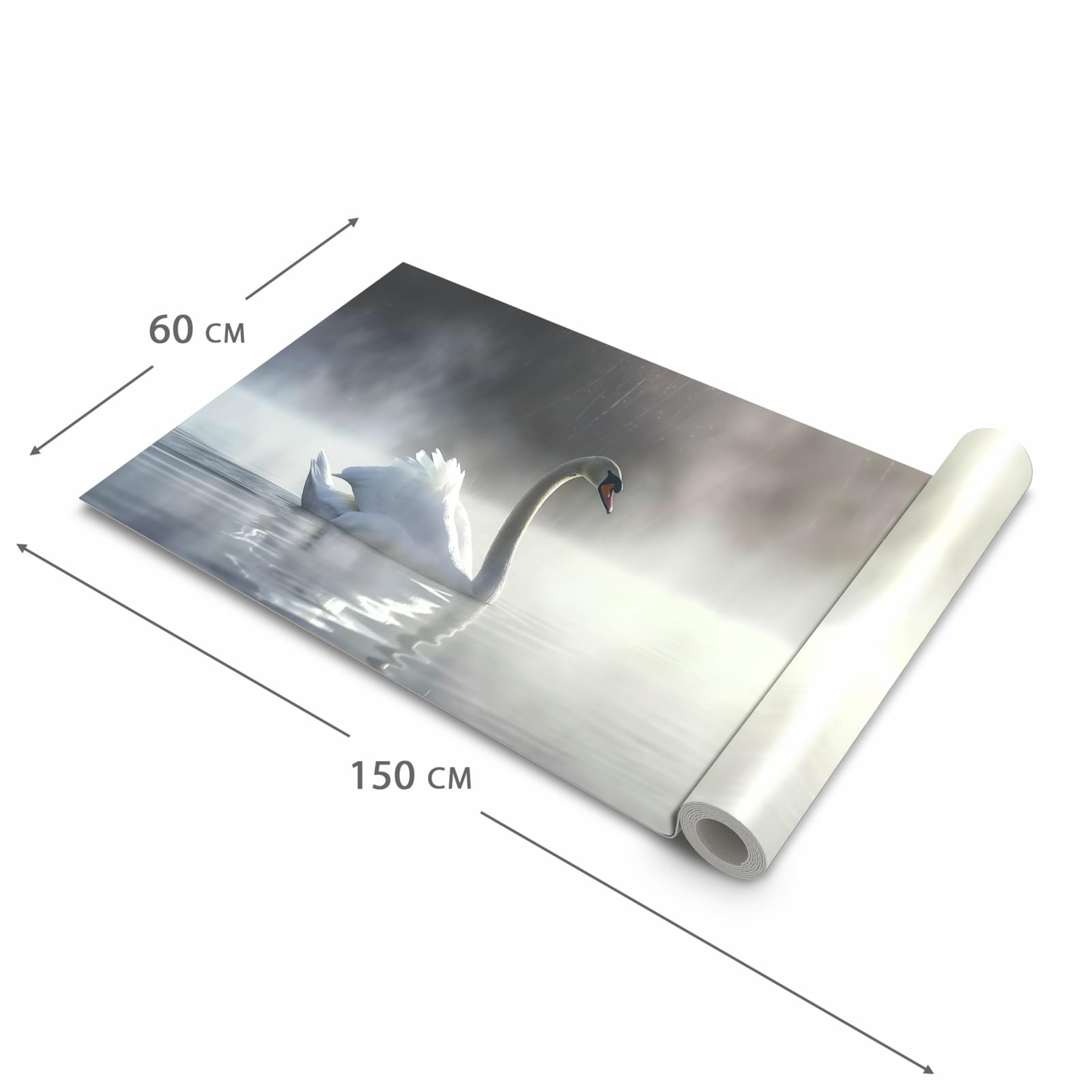 Langlebiger Küchenläufer mit Motiv Schwimmender Schwan in der Grösse 60x300 cm, waschbar