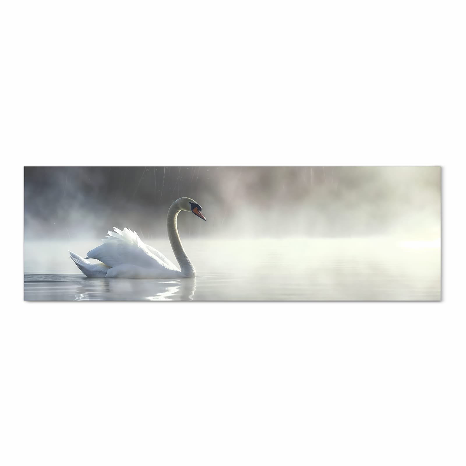 Zeitsparender waschbarer Küchenteppich mit Motiv Schwimmender Schwan in Frontansicht