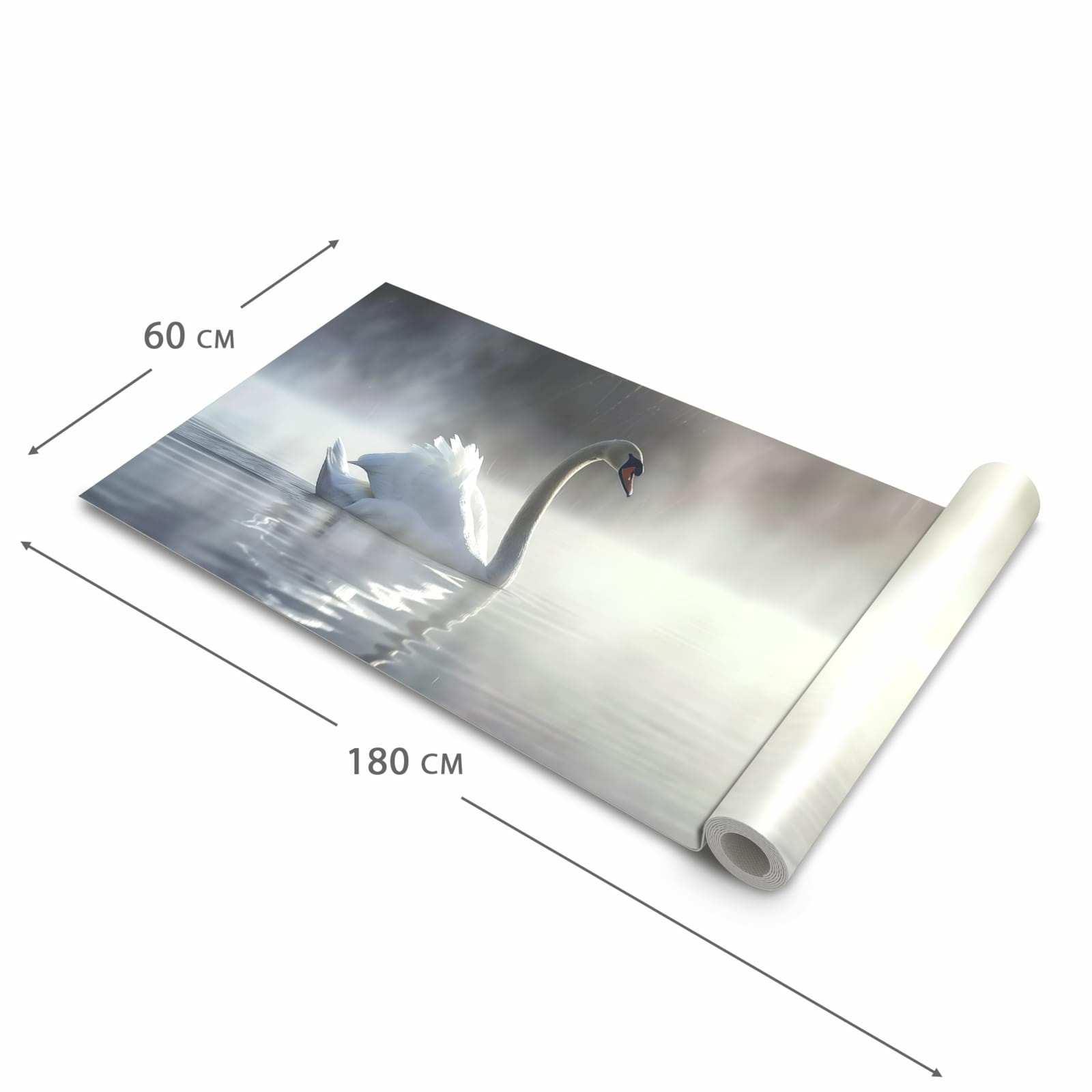 Flacher rutschfester Küchenläufer mit Motiv Schwimmender Schwan in der Grösse 60x300 cm