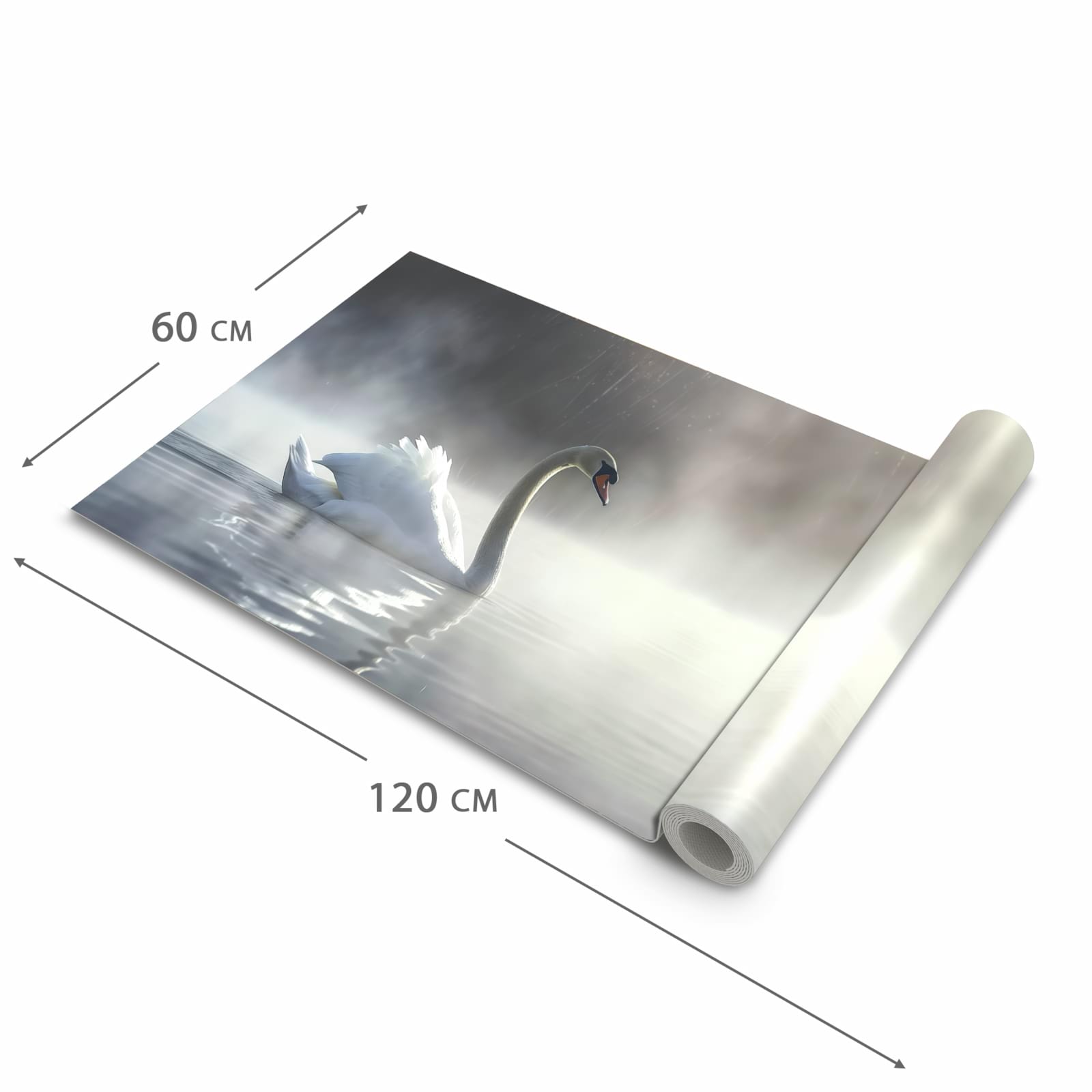 Geruchsneutraler Küchenläufer mit Motiv Schwimmender Schwan in der Grösse 60x300 cm