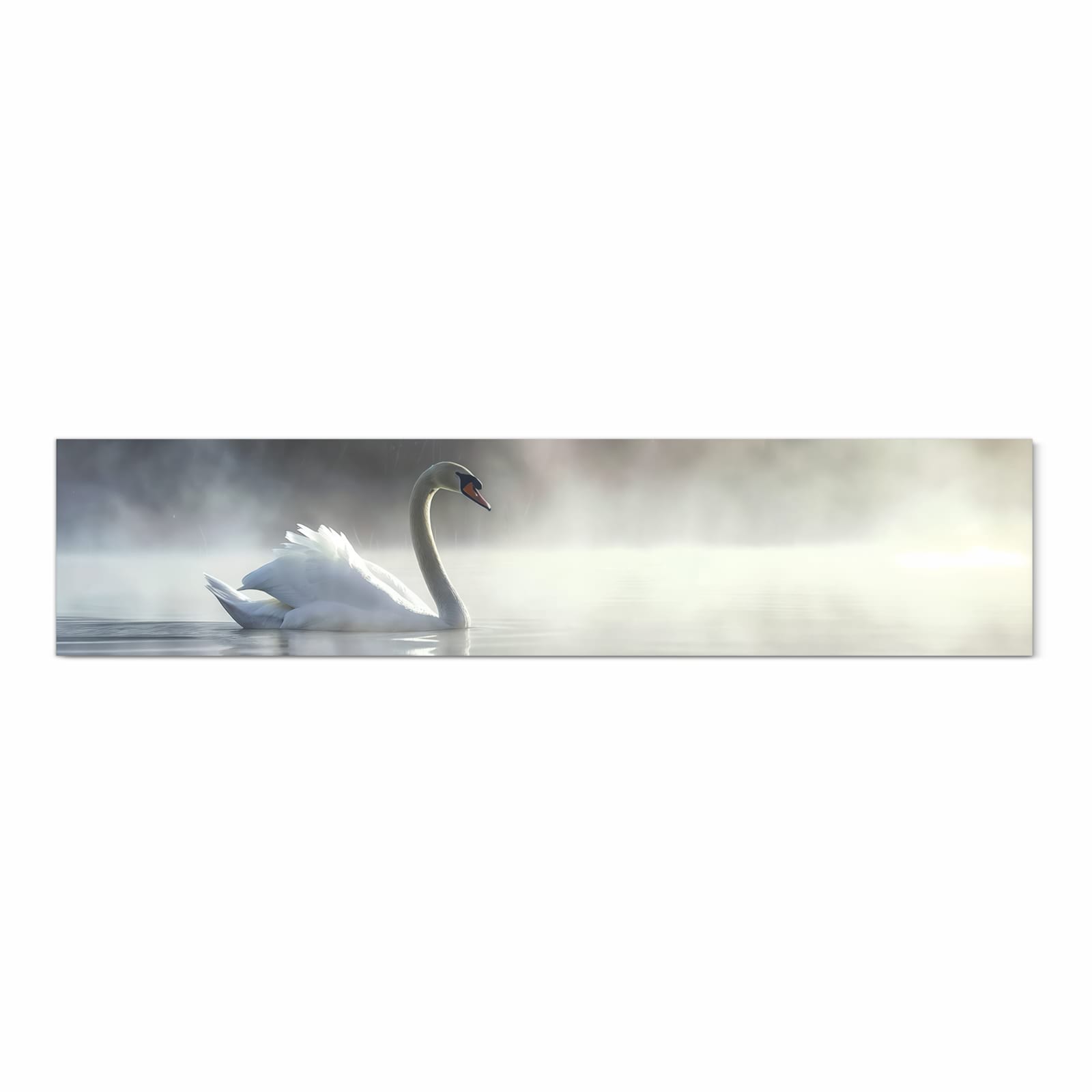 Farbbeständiger Bodenläufer mit Motiv Schwimmender Schwan in Frontansicht