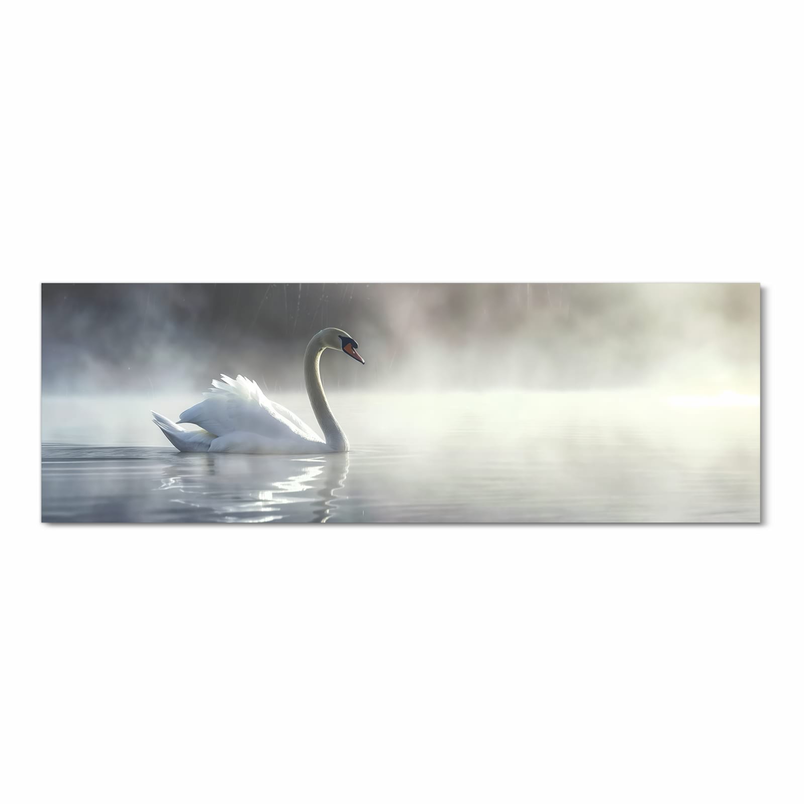 Waschbarer Teppich für Esstisch mit Motiv Schwimmender Schwan in Frontansicht für Ordnung