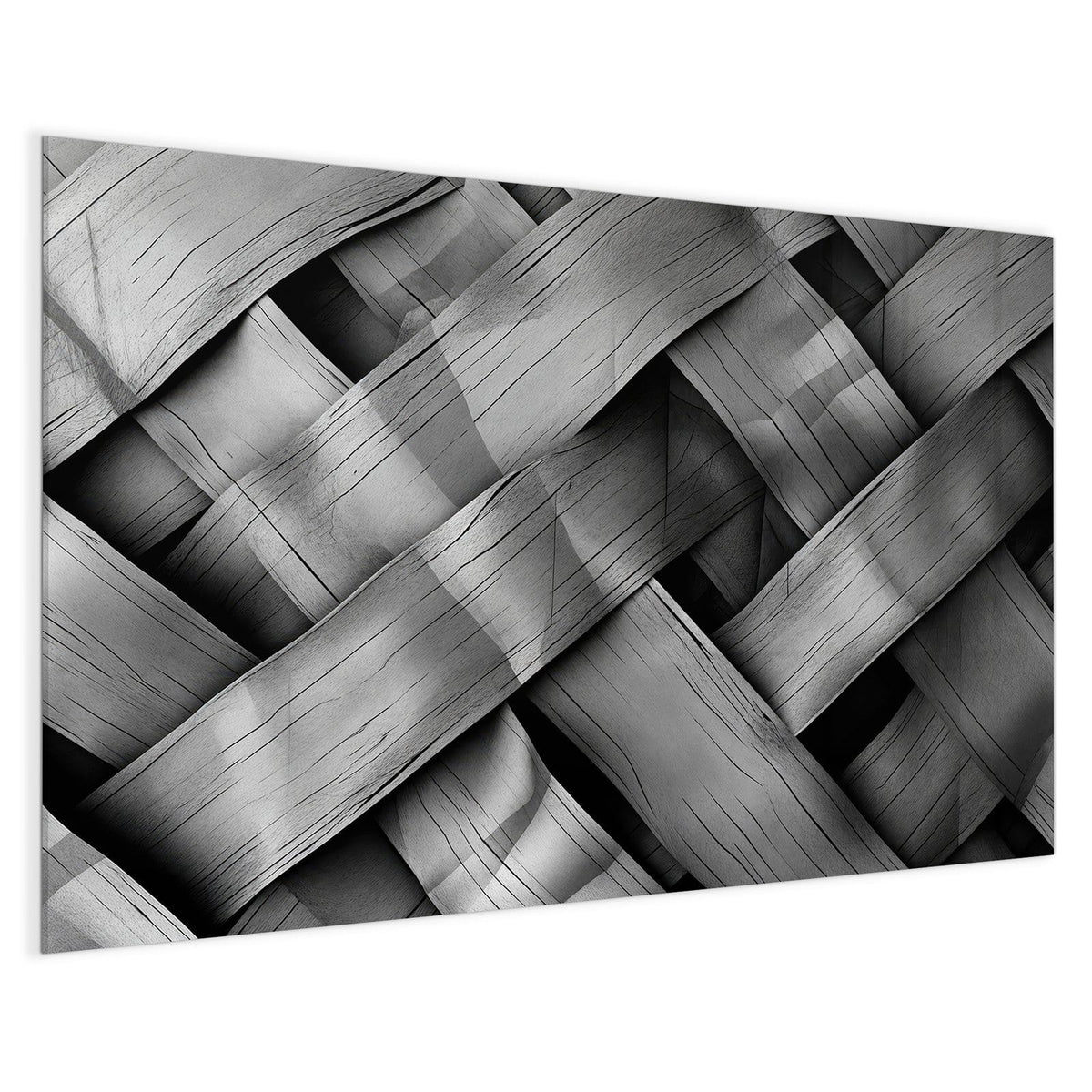 4 mm Glas statt lackiertem Blech – Magnettafel - Graues Holzgeflecht