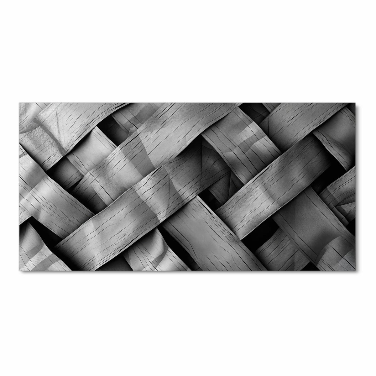 Flacher waschbarer Küchenteppich mit Motiv Geflochtenes Holz in Frontansicht