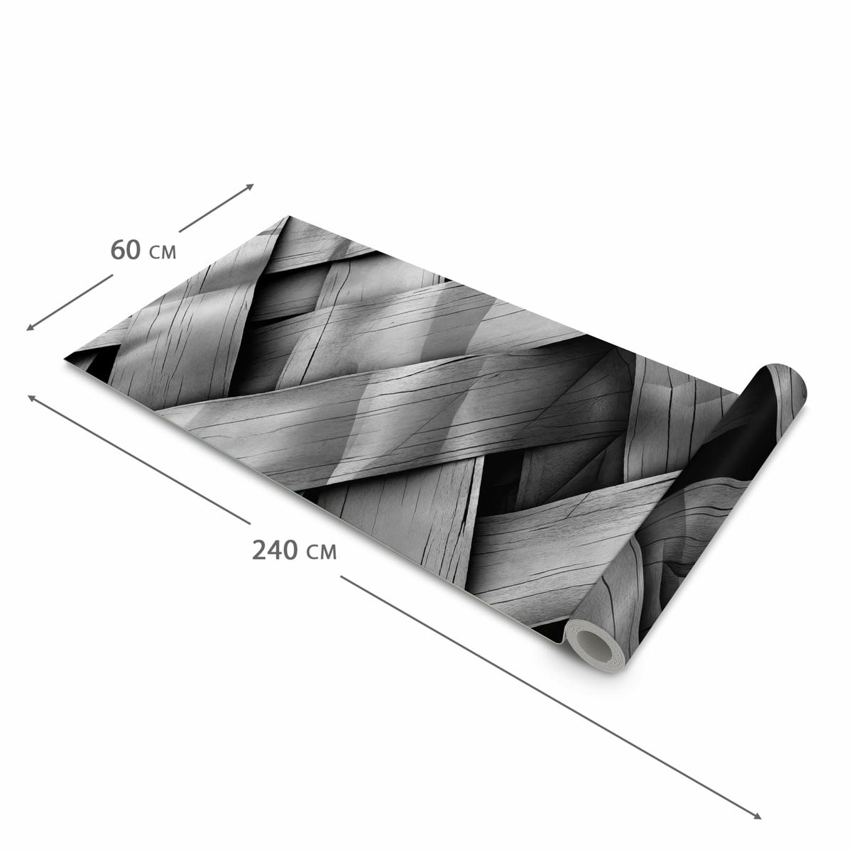 Formstabiler waschbarer Küchenteppich mit Motiv Geflochtenes Holz in der Grösse 60x300 cm
