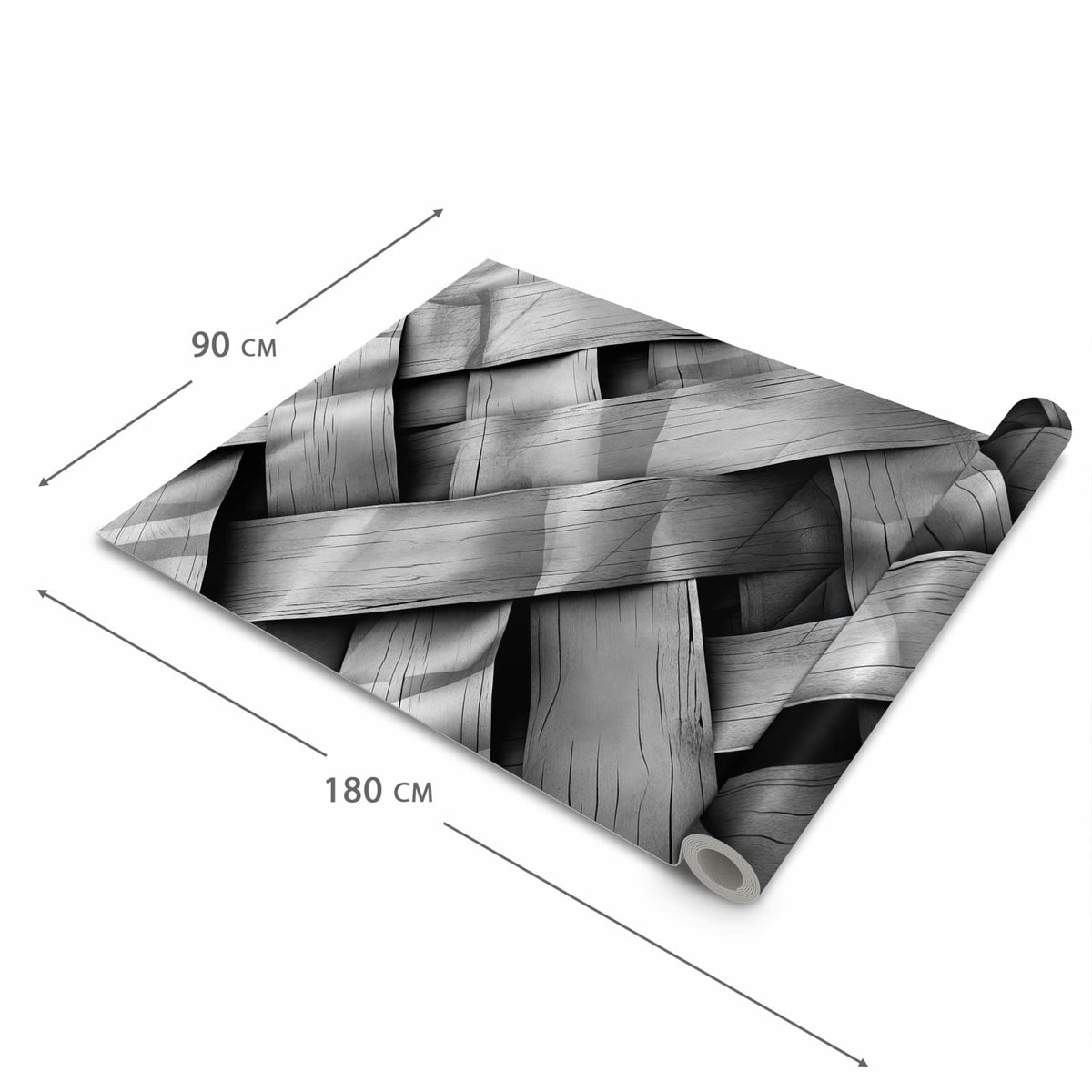 Fleckenresistenter waschbarer Küchenteppich mit Motiv Geflochtenes Holz in der Grösse 60x300 cm