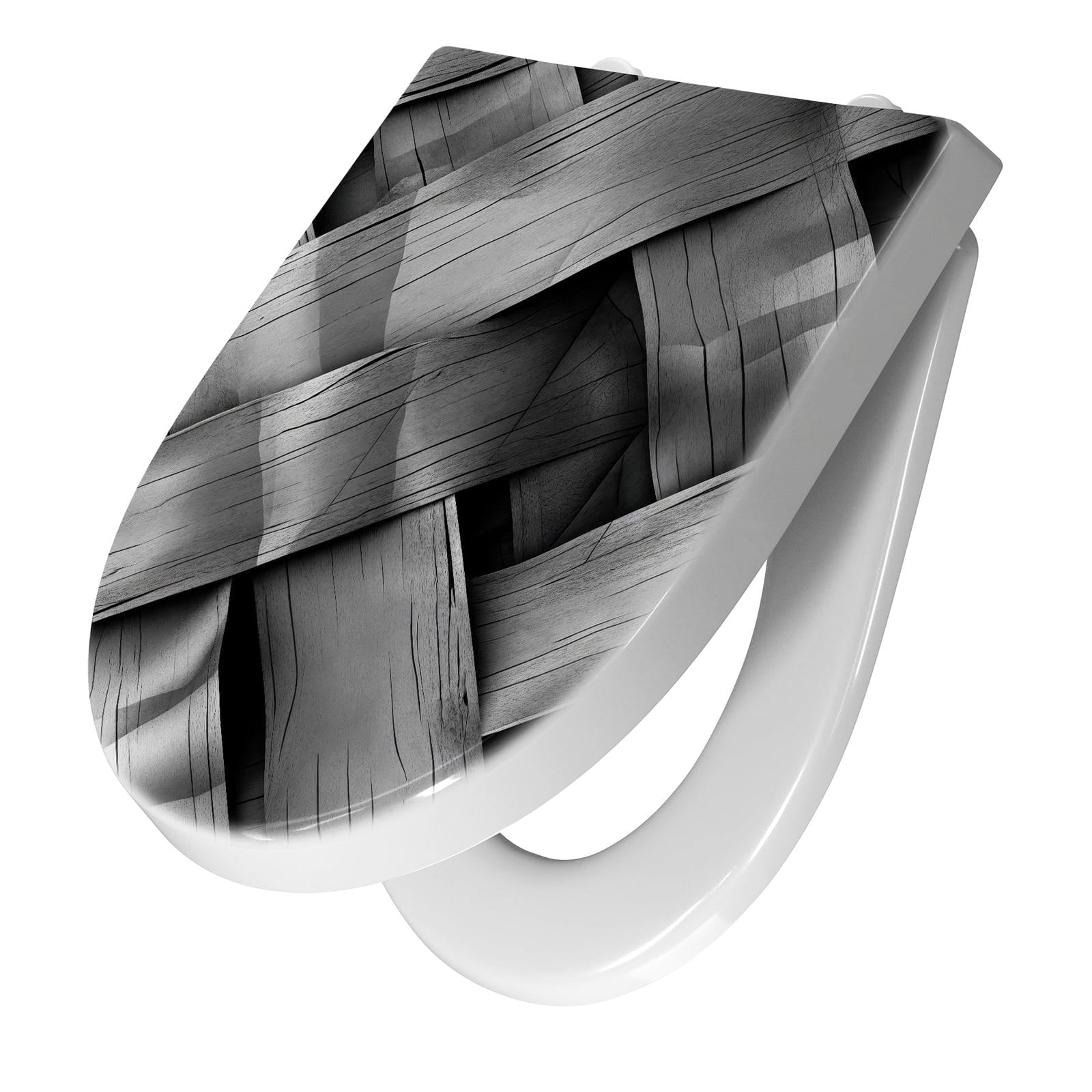 WC-Sitz mit Absenkautomatik Geflochtenes Holz