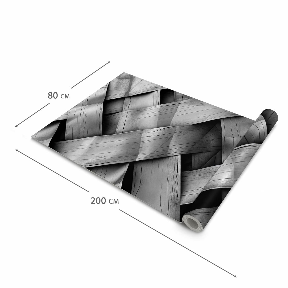 Abriebfester Küchenteppich mit Motiv Geflochtenes Holz in der Grösse 60x300 cm, waschbar