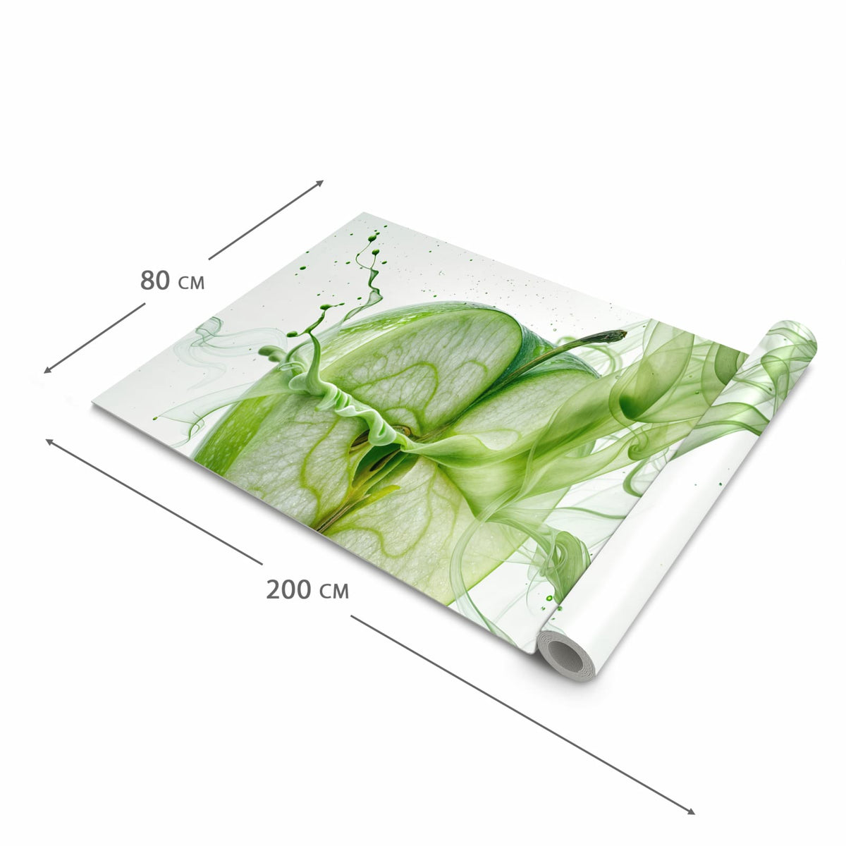 Strapazierfähiger dünner Teppich mit Motiv Zerlegter Apfel in der Grösse 60x300 cm