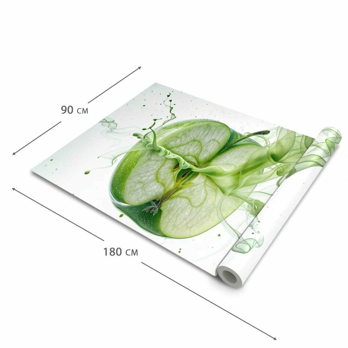Feuchtigkeitsresistenter waschbarer Teppich Esstisch mit Motiv Zerlegter Apfel in der Grösse 60x300 cm