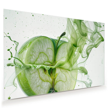 Wandbild mit dem Motiv Apfel in grünem Rauch