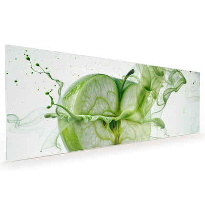 Küchenrückwand mit dem Motiv Apfel in grünem Rauch