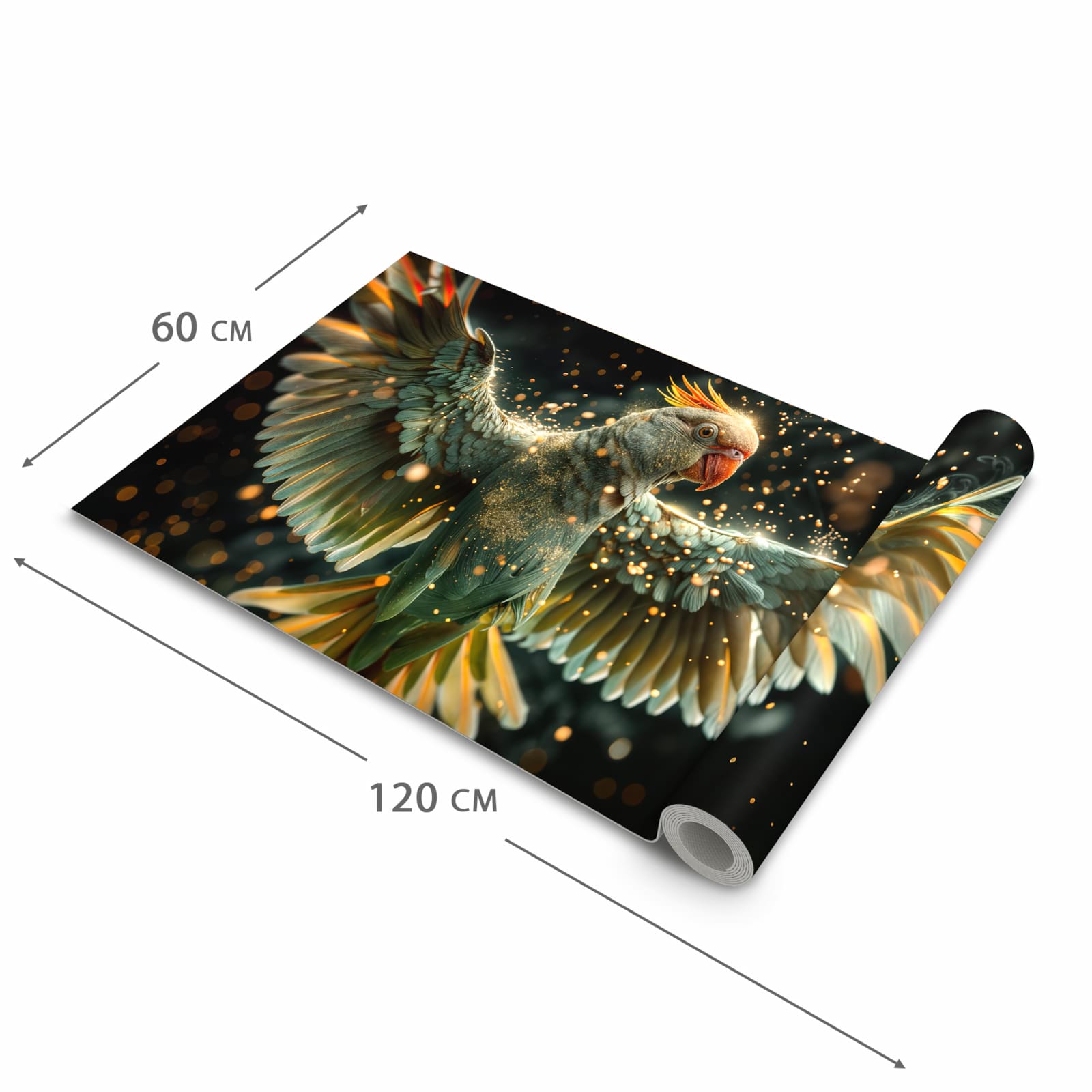 Farbbeständiger Teppich für Küche mit Motiv Fliegender Papagei in der Grösse 60x270 cm