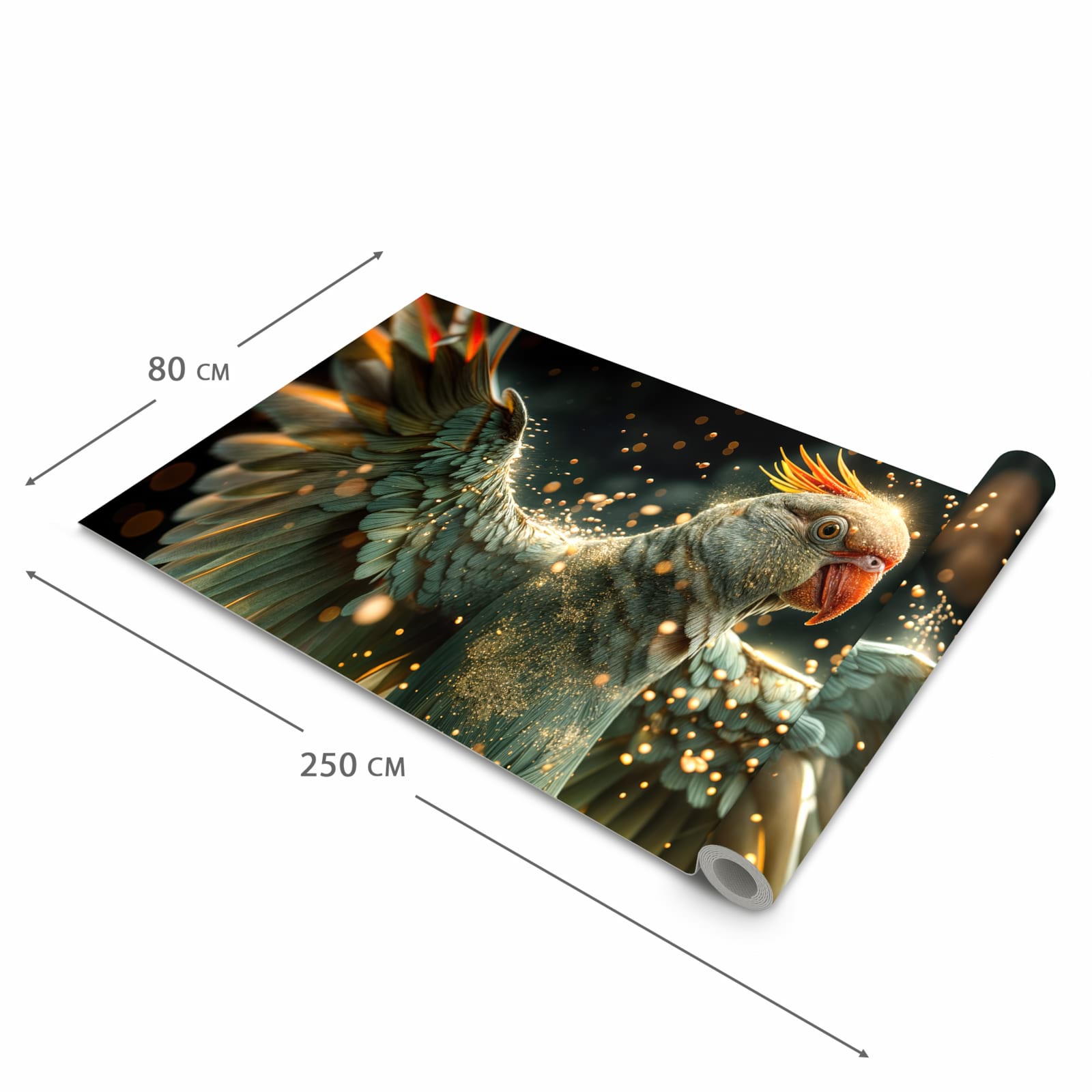 Wasserabweisender Küchenläufer mit Motiv Fliegender Papagei in der Größe 60x270 cm