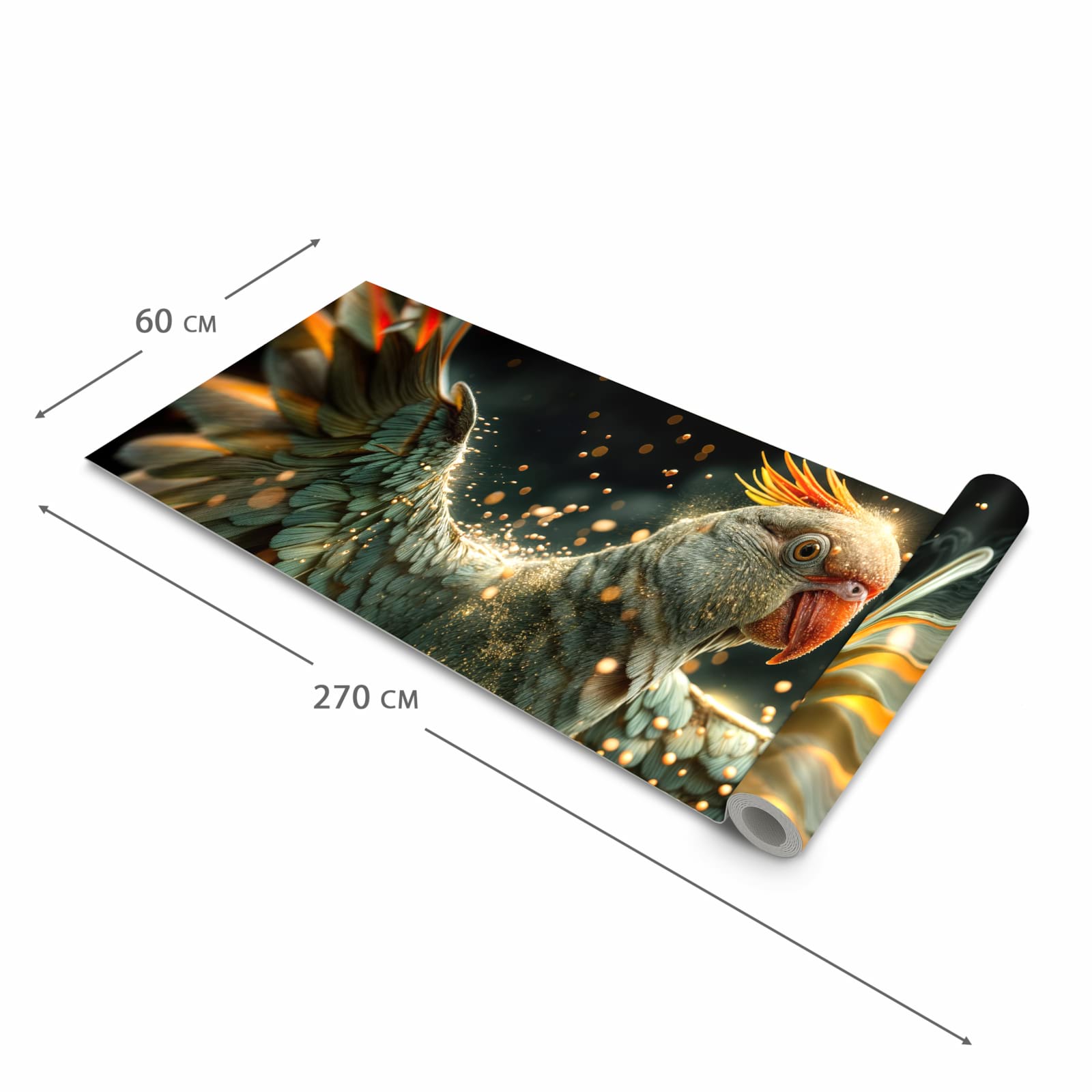 Geräuschdämpfender Küchenteppich mit Motiv Fliegender Papagei in der Größe 60x270 cm