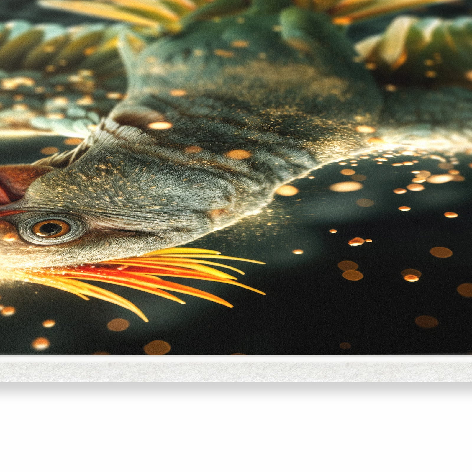 Langlebiger Küchenläufer mit Motiv Fliegender Papagei in seitlicher Ansicht