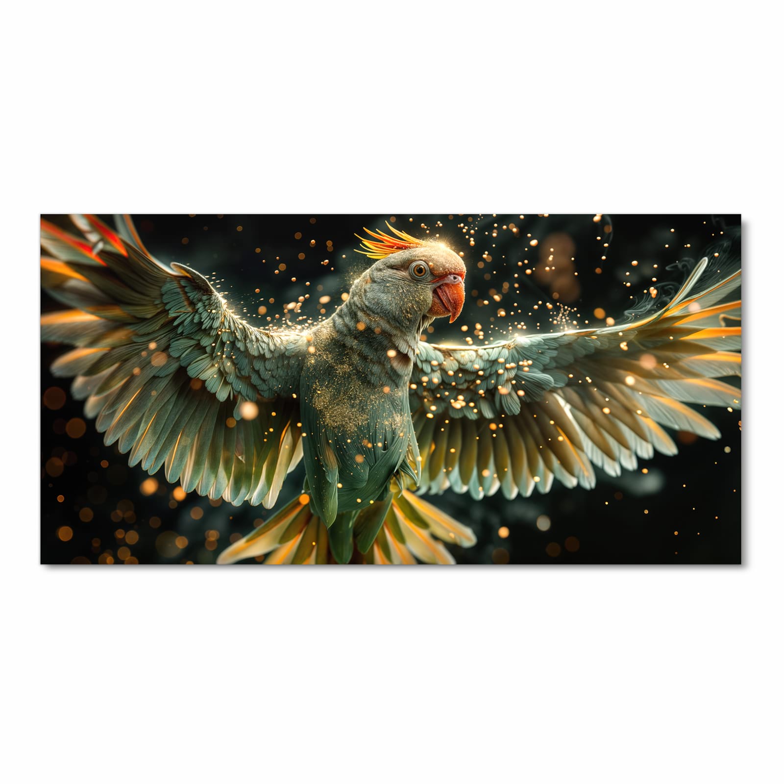 Hygienischer rutschfester Küchenläufer mit Motiv Fliegender Papagei in Frontansicht