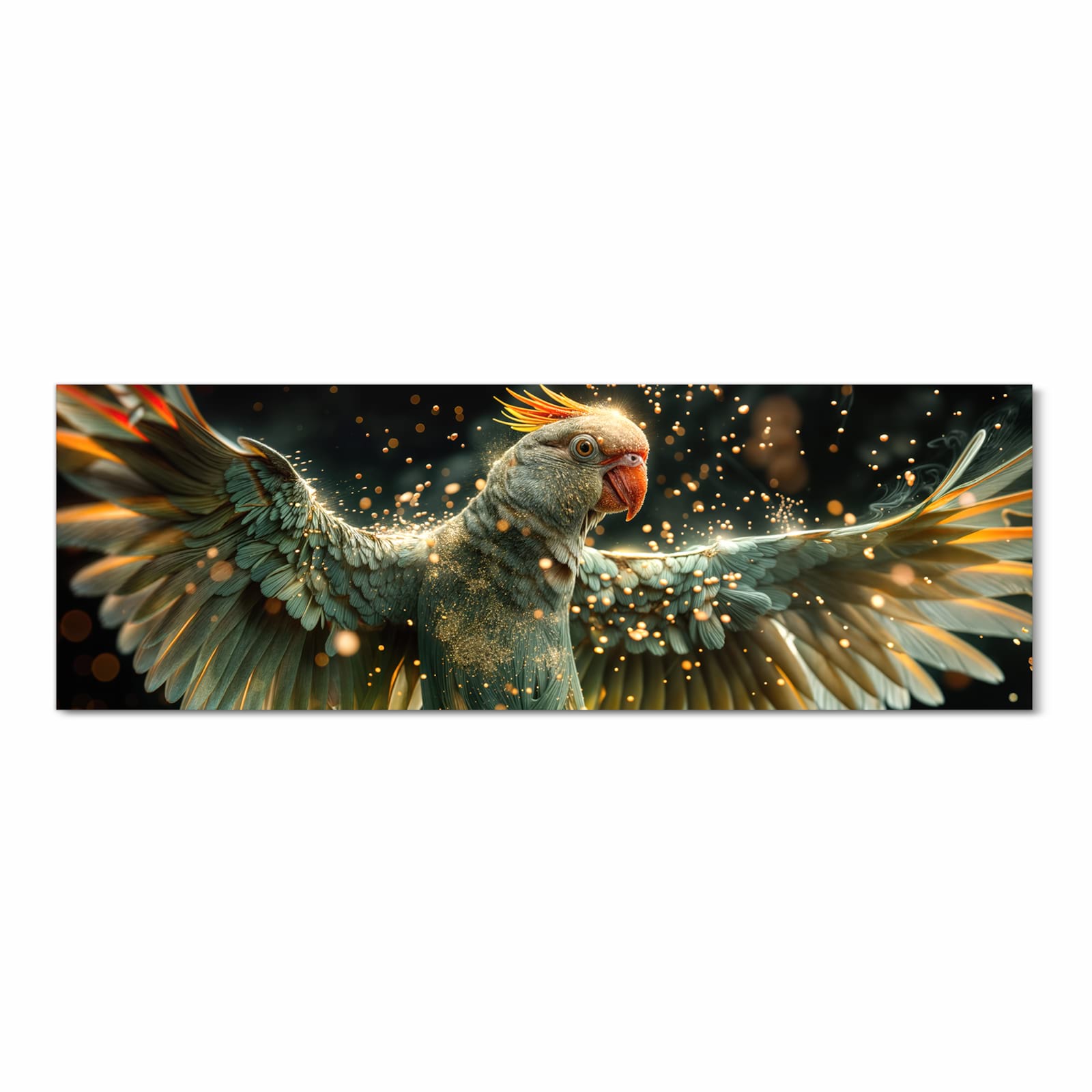 Waschbarer rutschfester Küchenläufer mit Motiv Fliegender Papagei in Frontansicht