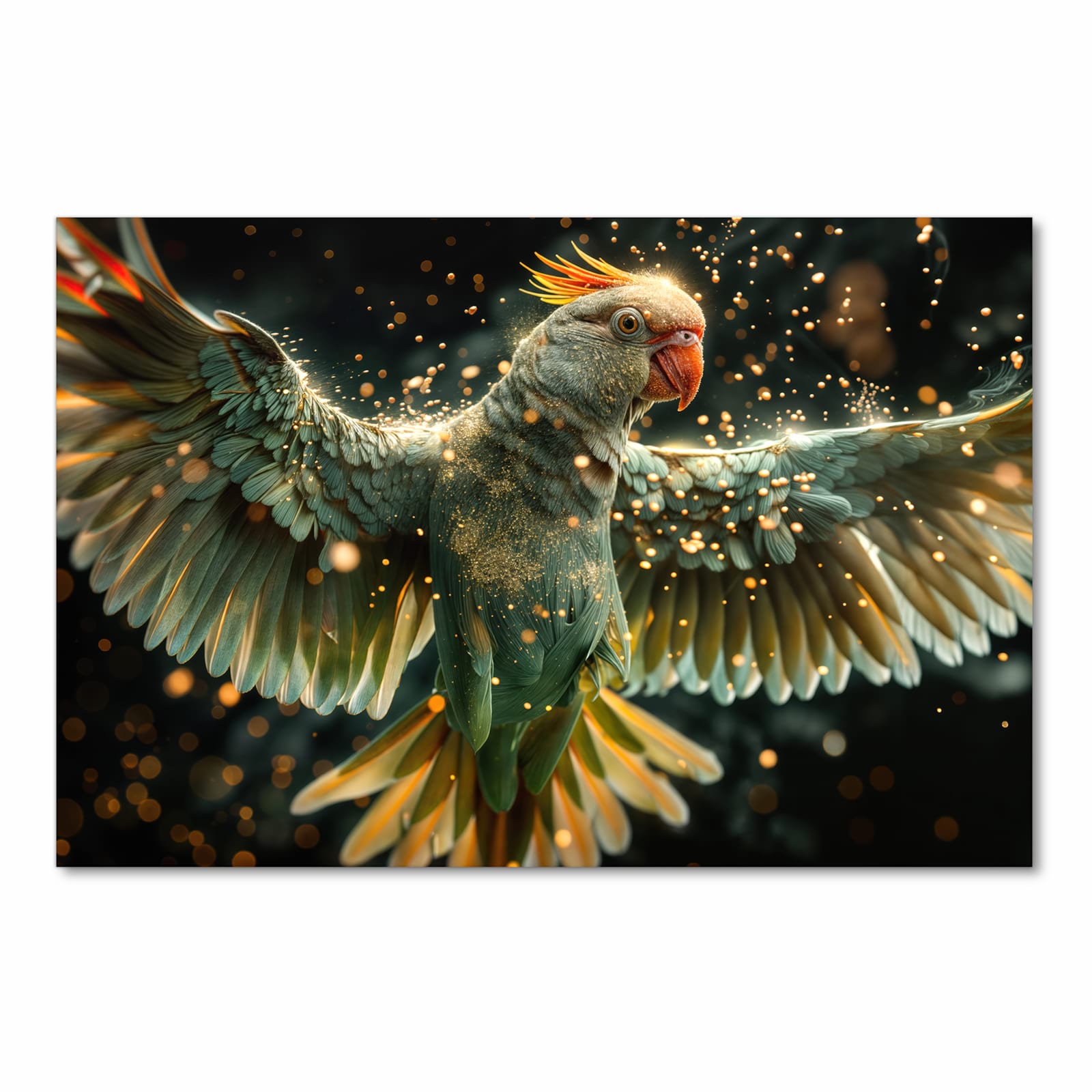 Bodenschonender Küchenläufer mit Motiv Fliegender Papagei in Frontansicht