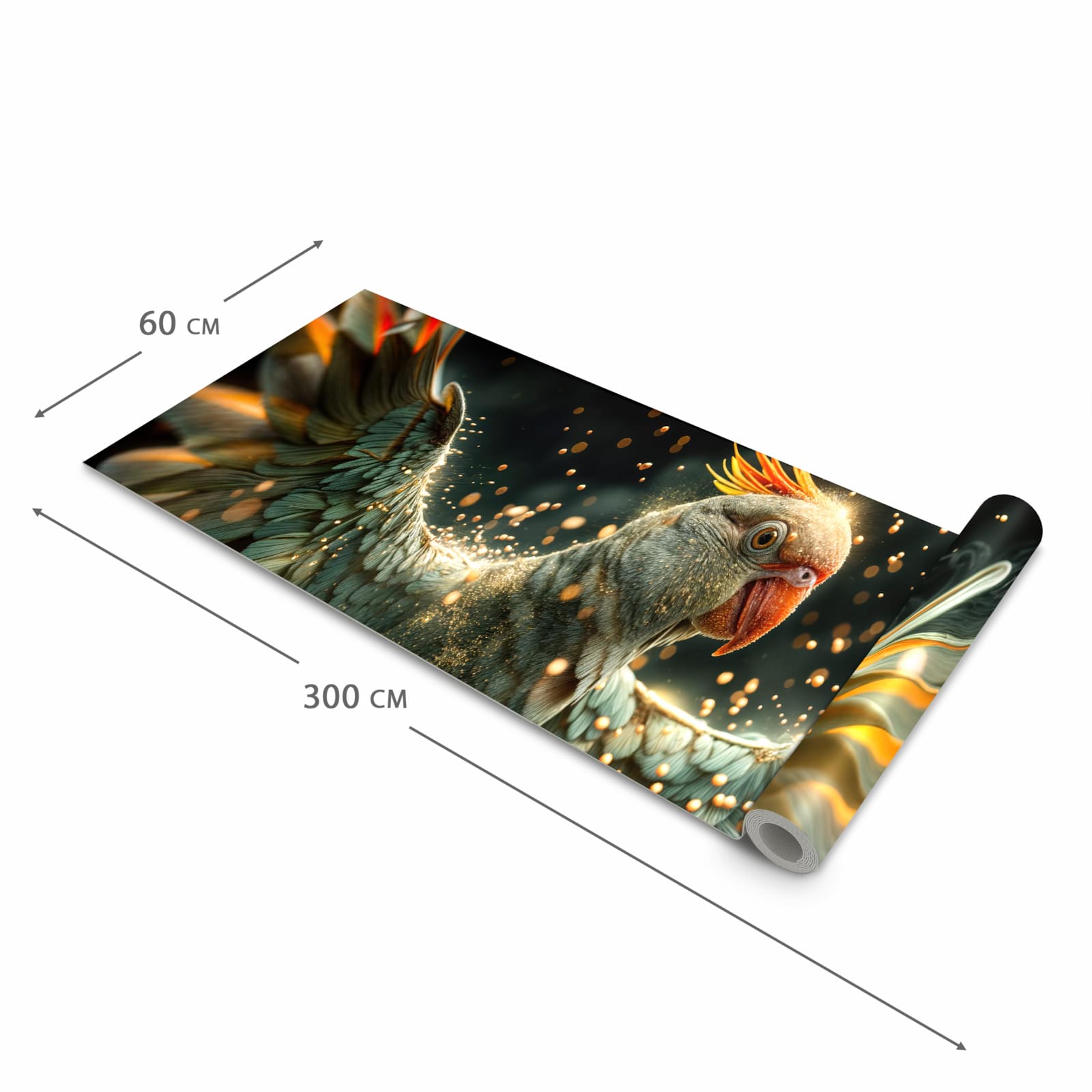 Abriebfester Küchenteppich mit Motiv Fliegender Papagei in der Grösse 60x270 cm für die Küche