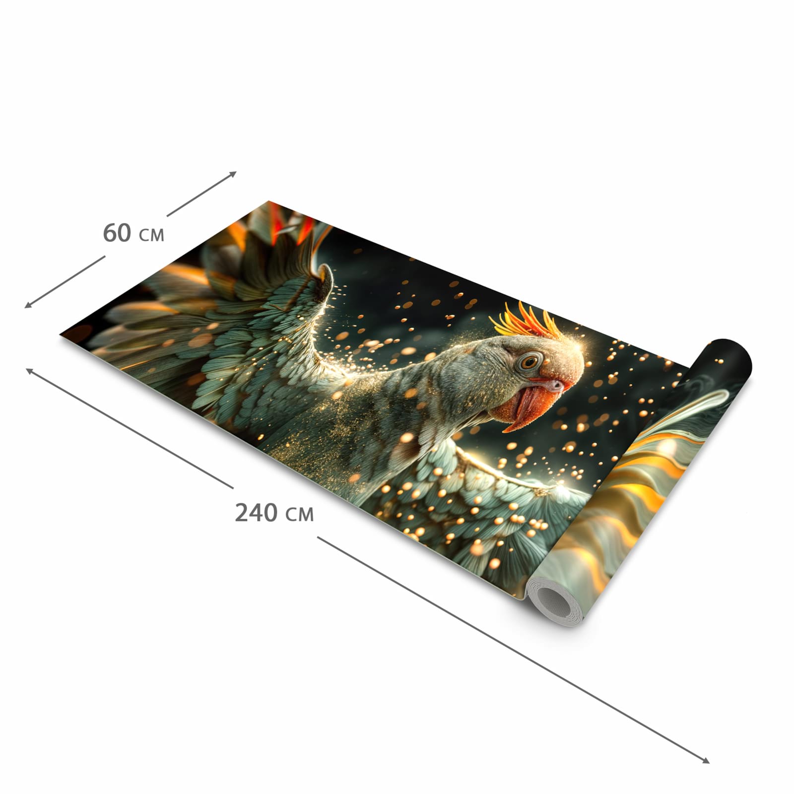 Zeitsparender Küchenteppich mit Motiv Fliegender Papagei in der Grösse 60x270 cm