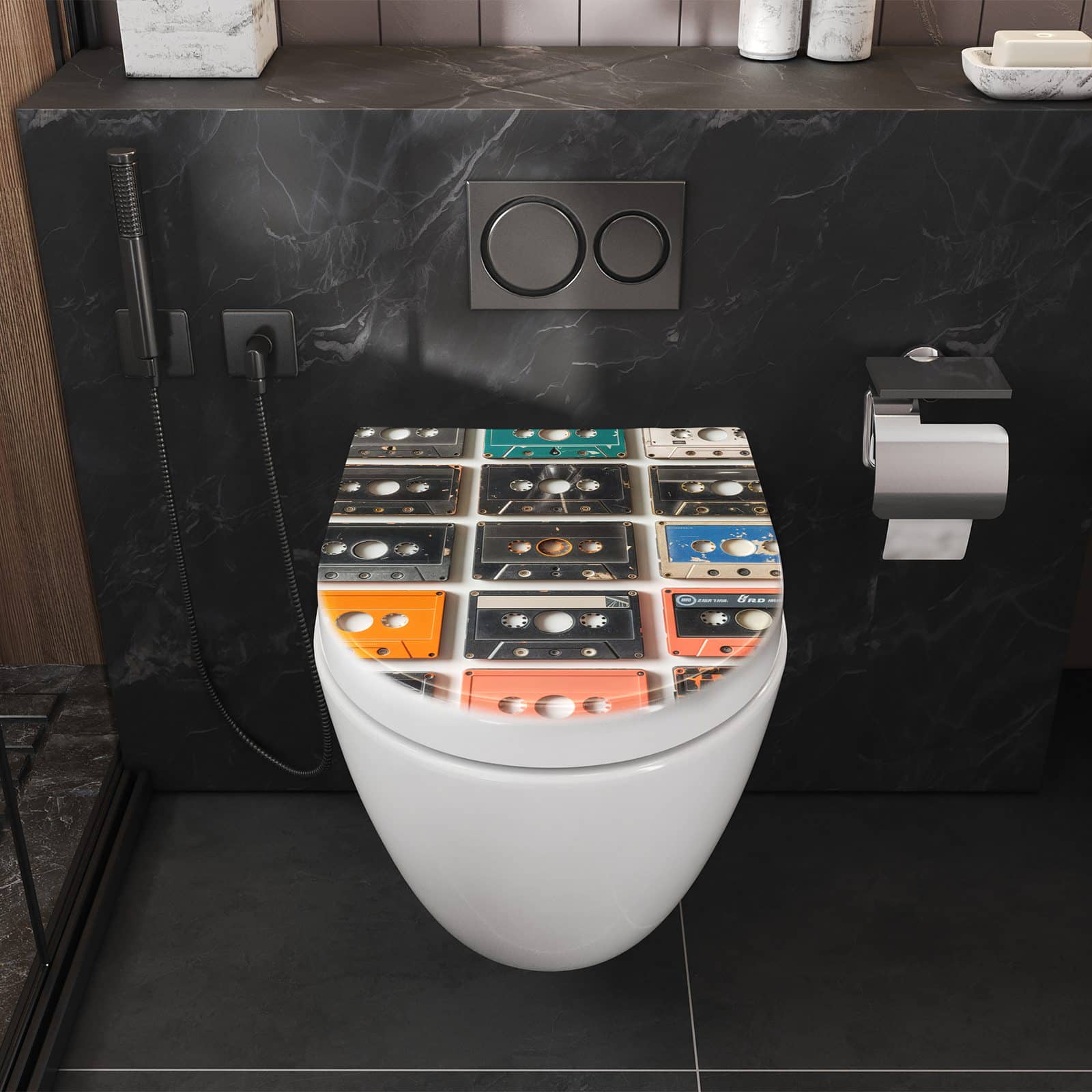 WC-Sitz mit Absenkautomatik Vintage Kassetten Plakat